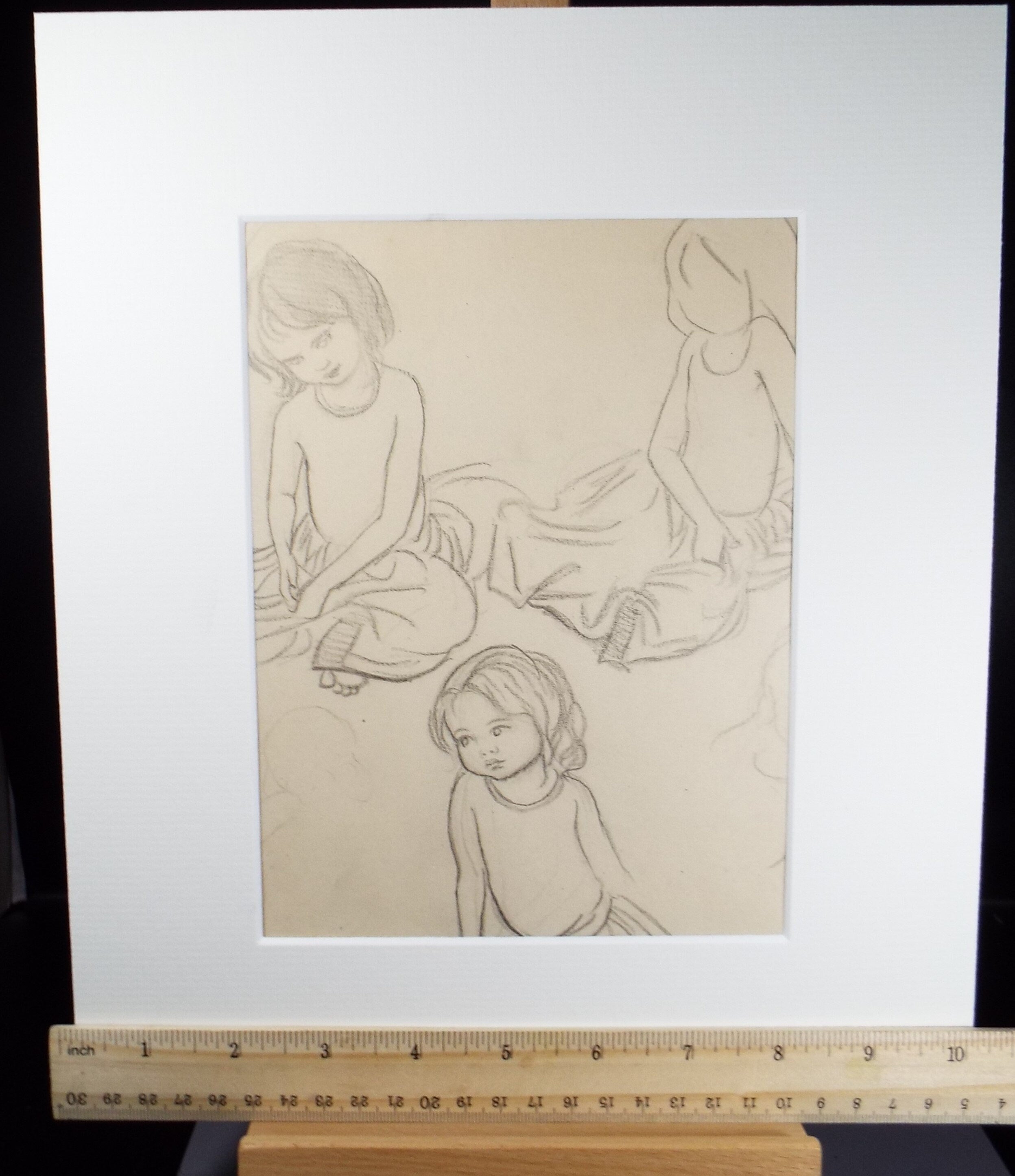 Original pencil sketch, 'Seated Girl Study', Susan Beatrice Pearce (1878-1980), Circa 1920