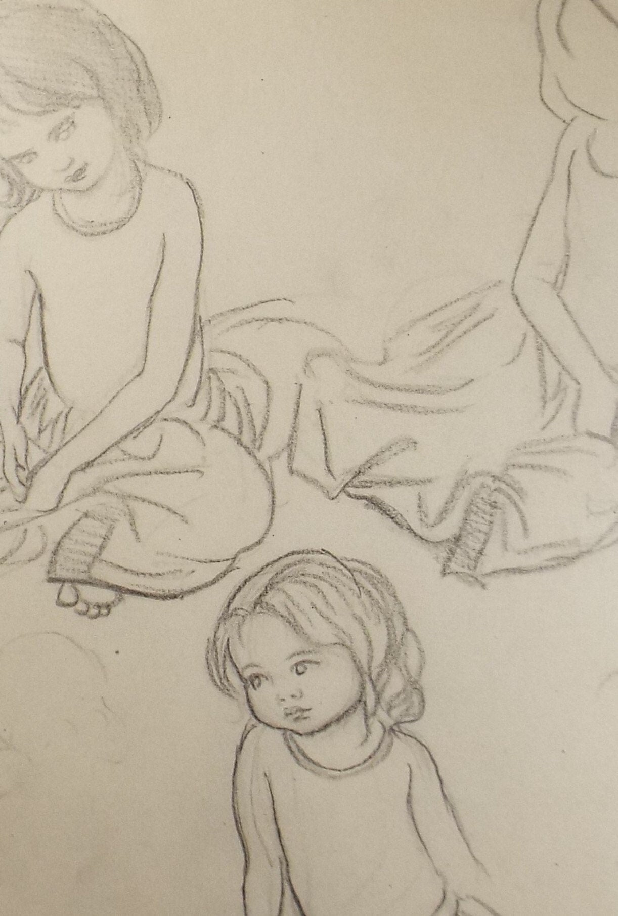 Original pencil sketch, 'Seated Girl Study', Susan Beatrice Pearce (1878-1980), Circa 1920