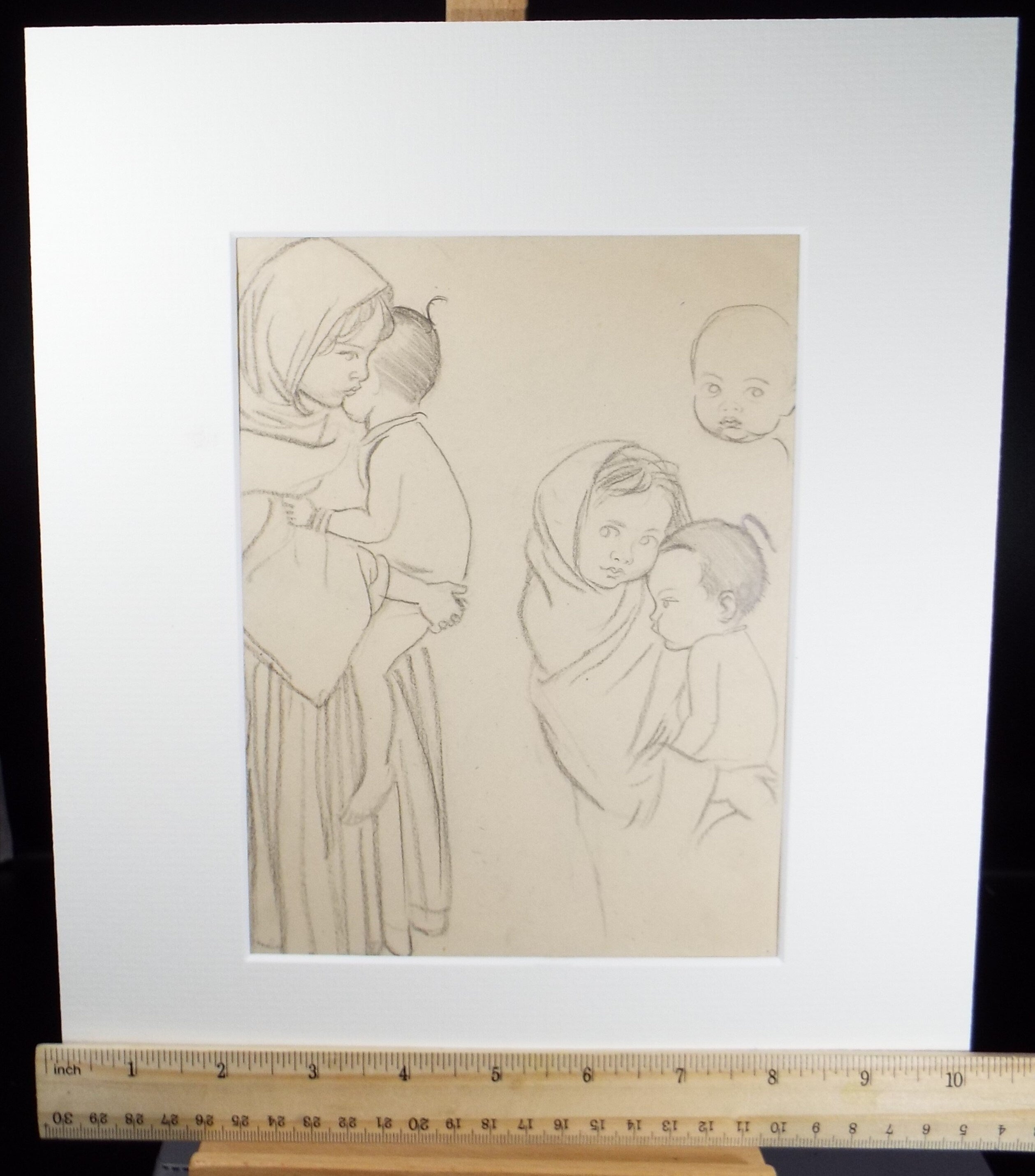 Original pencil sketch, 'Woman and Child Study', Susan Beatrice Pearce (1878-1980), Circa 1920