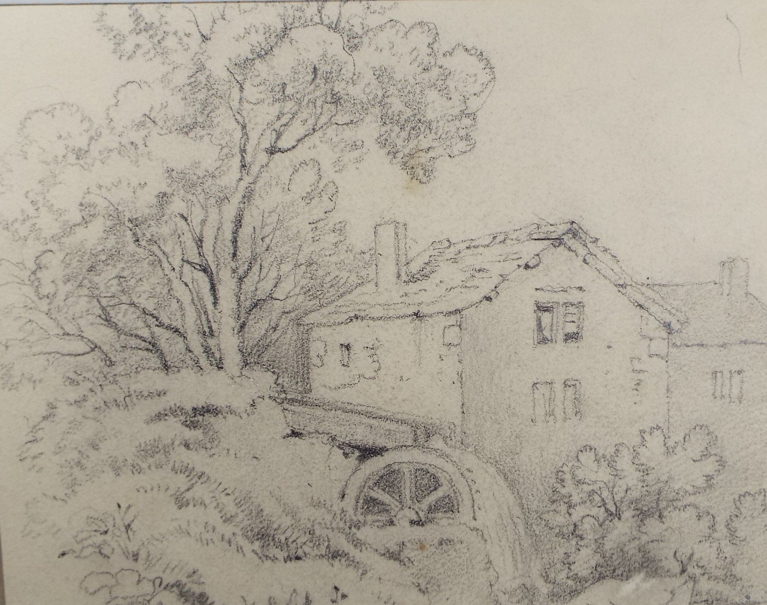 Original Pencil Drawing, 'The Watermill', Mid 19th Century, unsigned