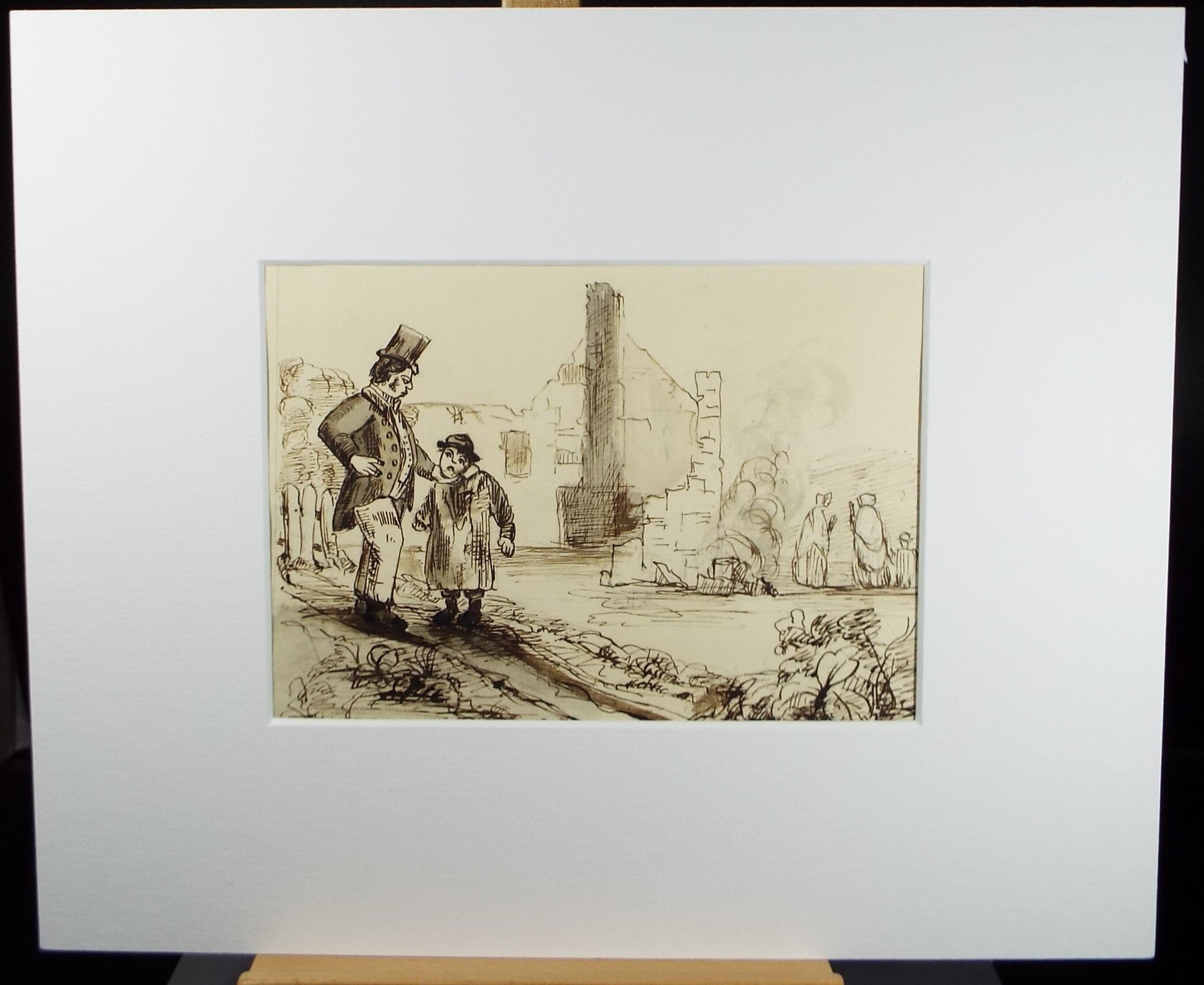 Original Pen & Ink Drawing, 'Oh Sam, You didn't ought', Mid 19th Century, Artist Unknown