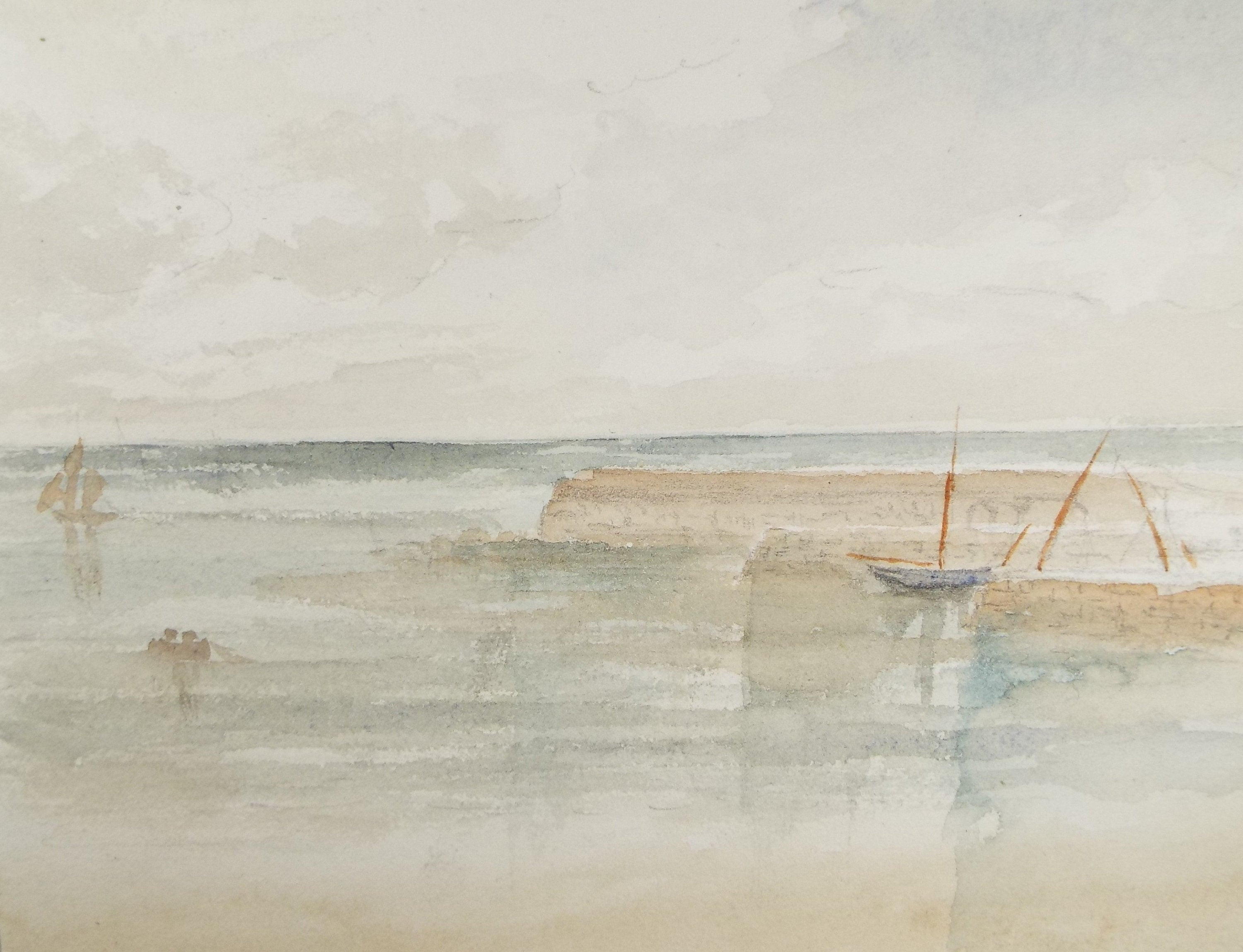 Original Watercolour, 'Boat on a Mooring', Circa 1880's, unsigned