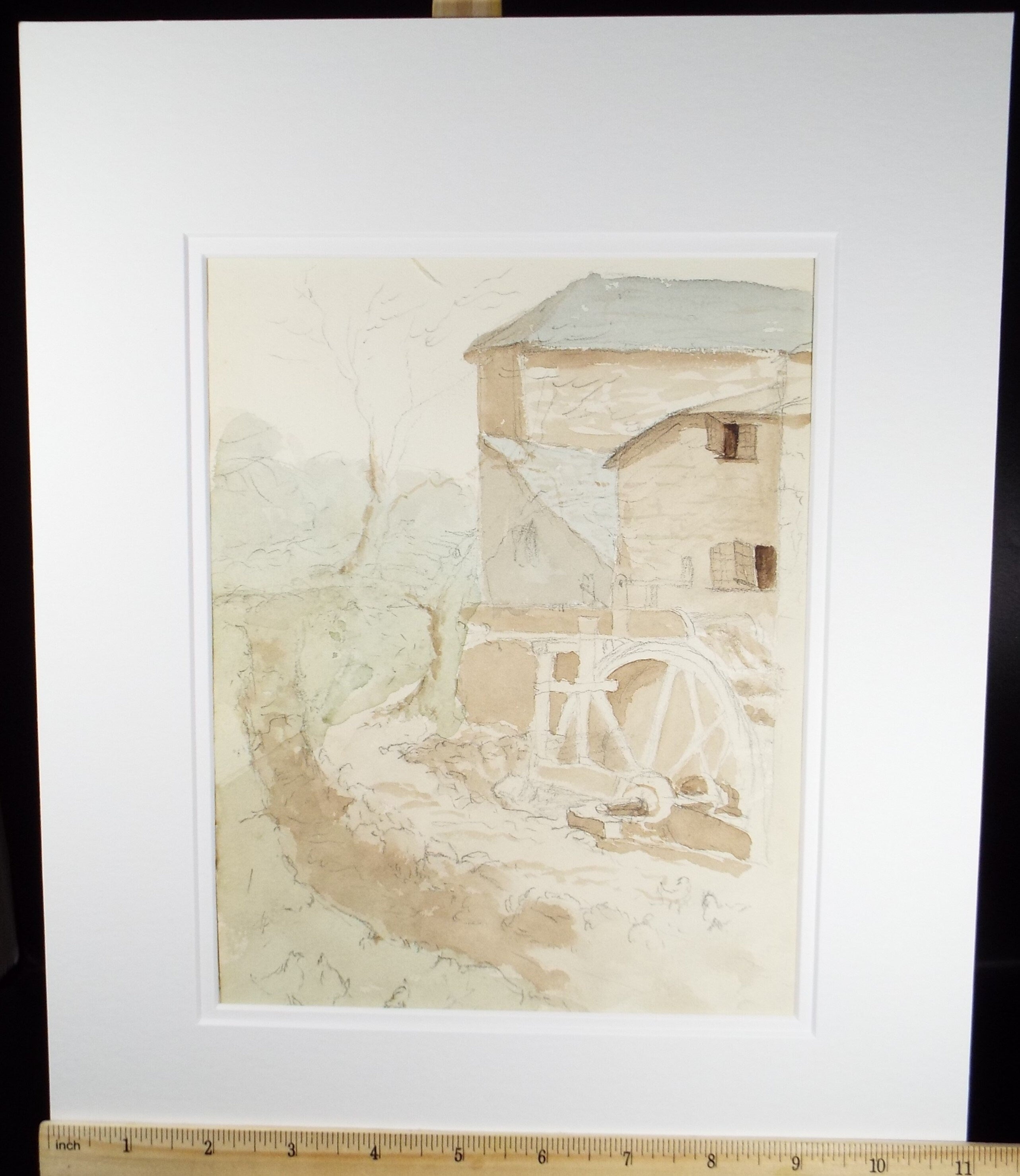 Original Watercolour on Paper, 'The Watermill', circa 1880's, unsigned