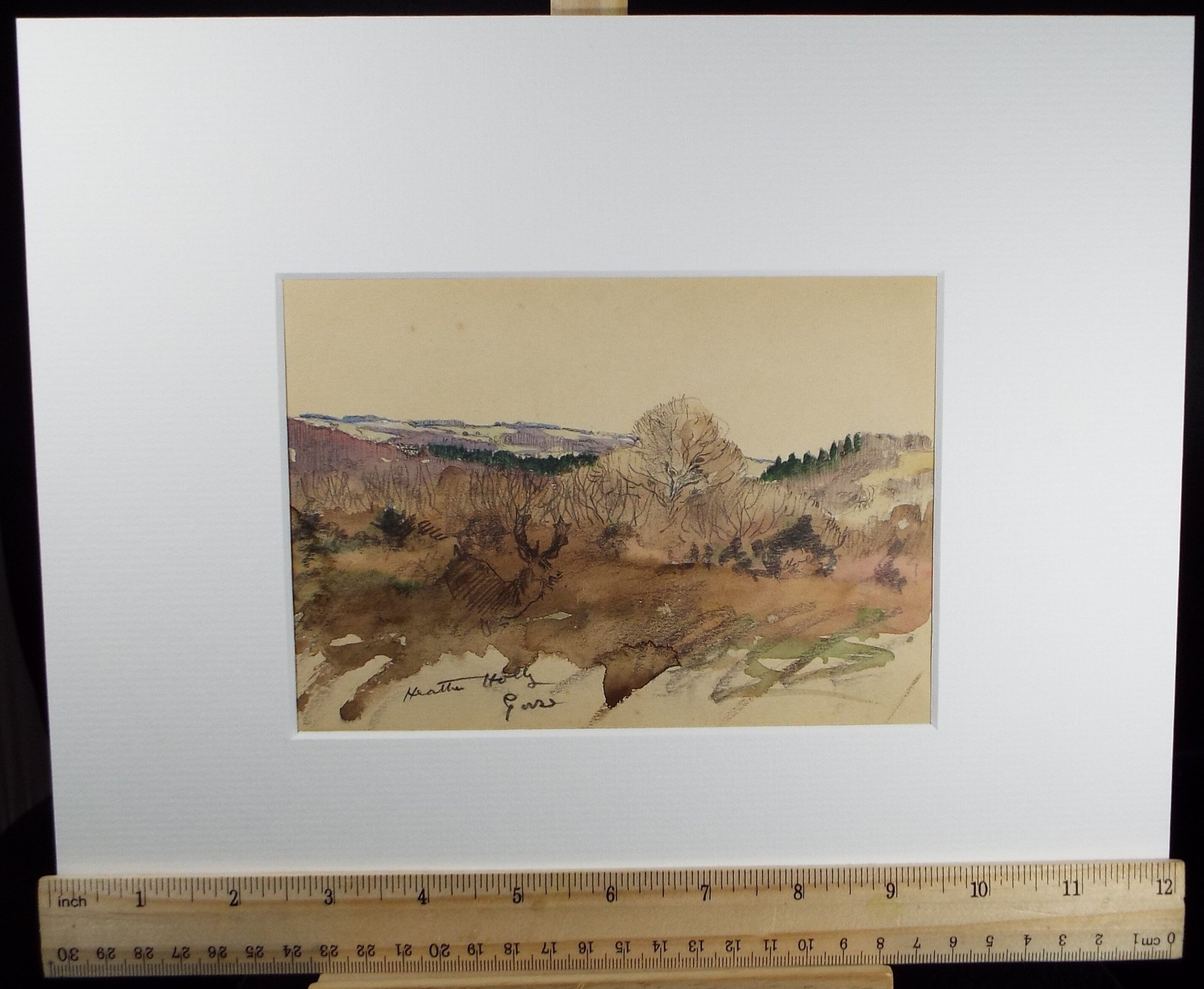 Original Watercolour Sketch, Michael Lyne (1912-1989), 'Heather Moorland', Mid 20th Century