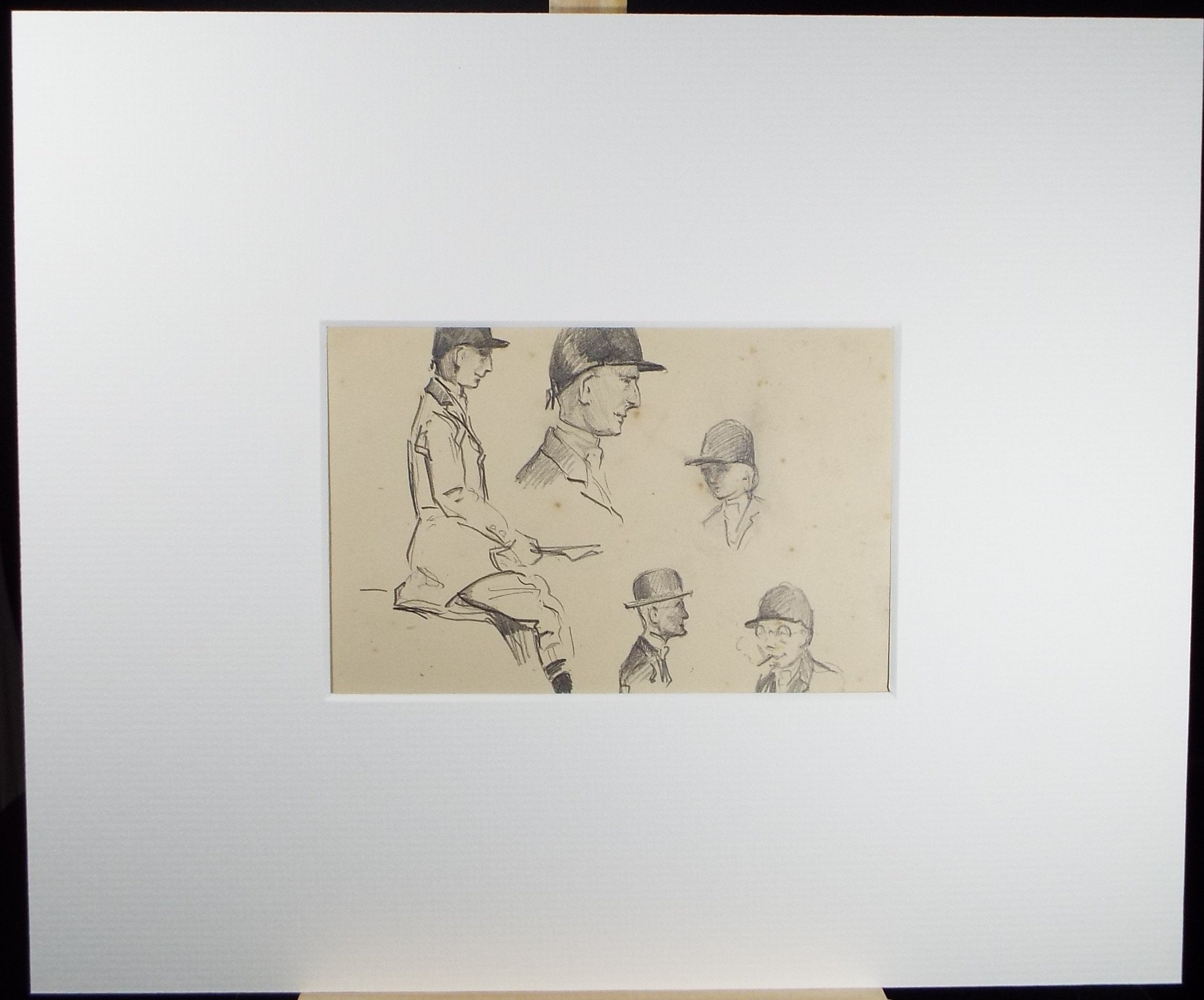 Original Pencil Sketch, Michael Lyne (1912-1989), 'Study of Riders', Mid 20th Century