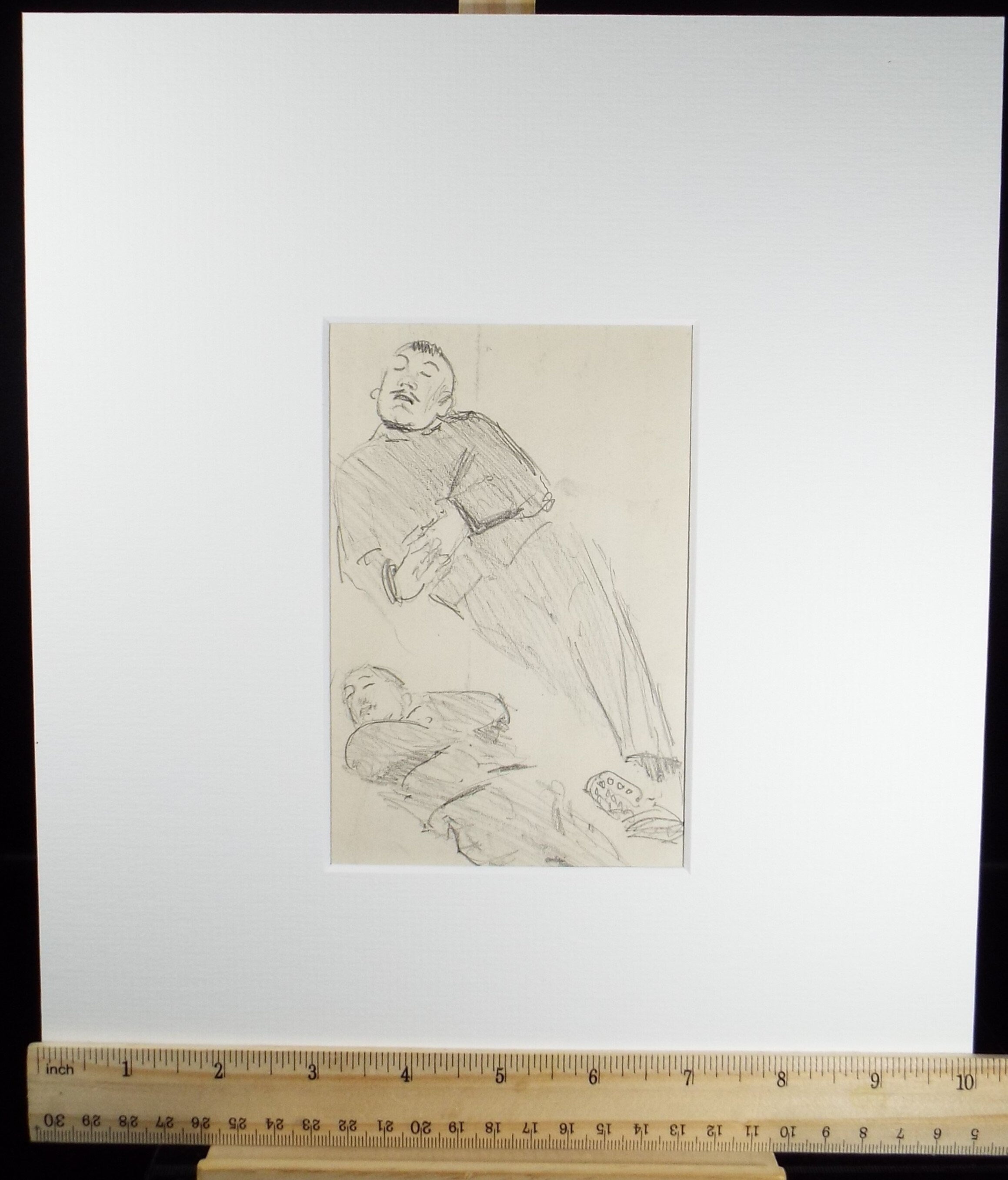 Original pencil sketch, 'Sleeping Man' ', Susan Beatrice Pearce (1878-1980), Circa 1910