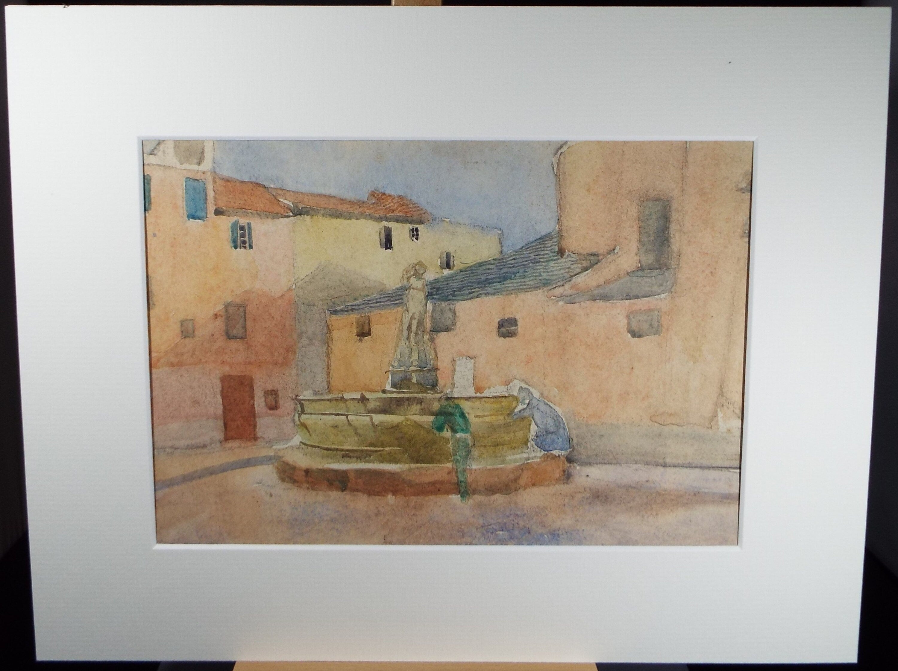 Original Watercolour, 'Two figures at a fountain', Susan Beatrice Pearce (1878-1980), Circa 1920
