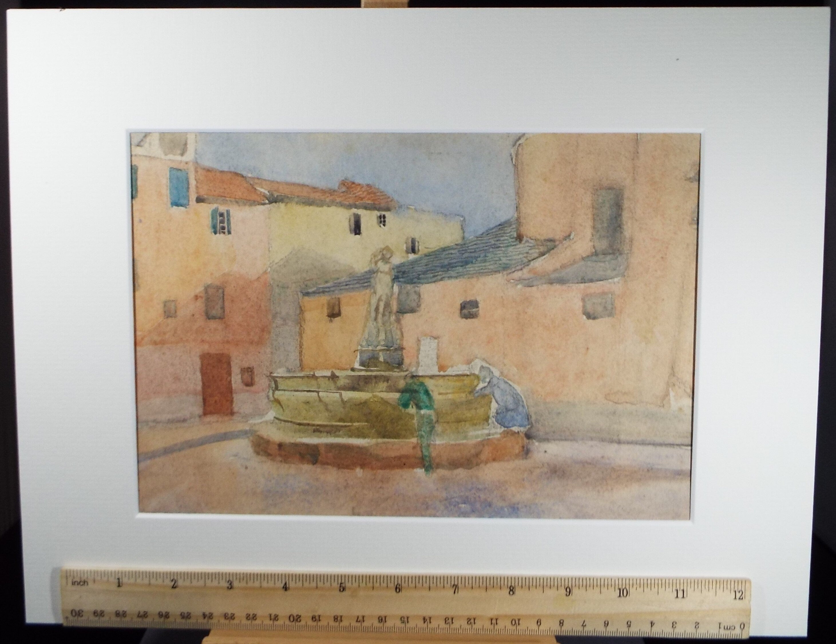Original Watercolour, 'Two figures at a fountain', Susan Beatrice Pearce (1878-1980), Circa 1920