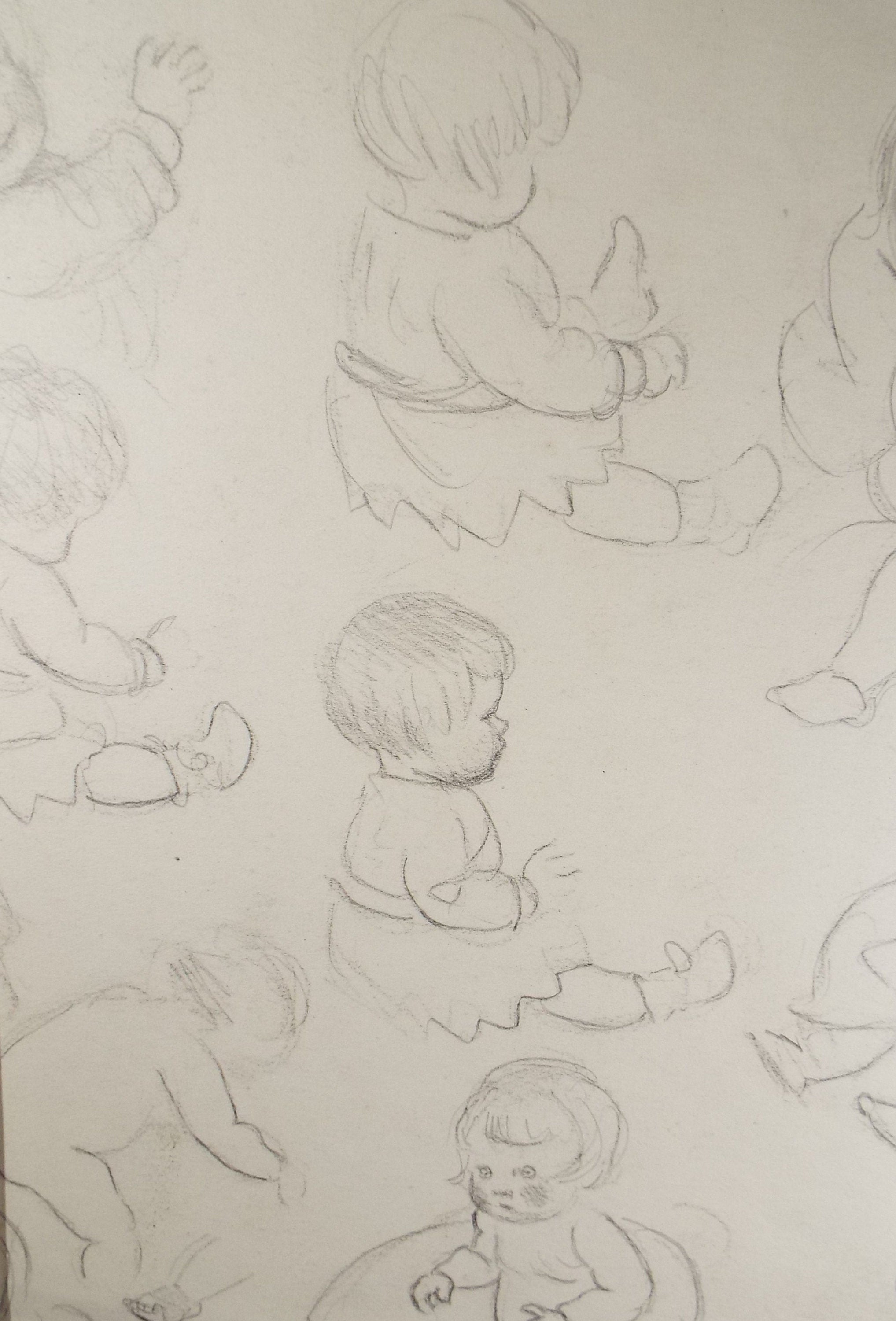 Original pencil sketch, 'Child Studies', Susan Beatrice Pearce (1878-1980), Circa 1910