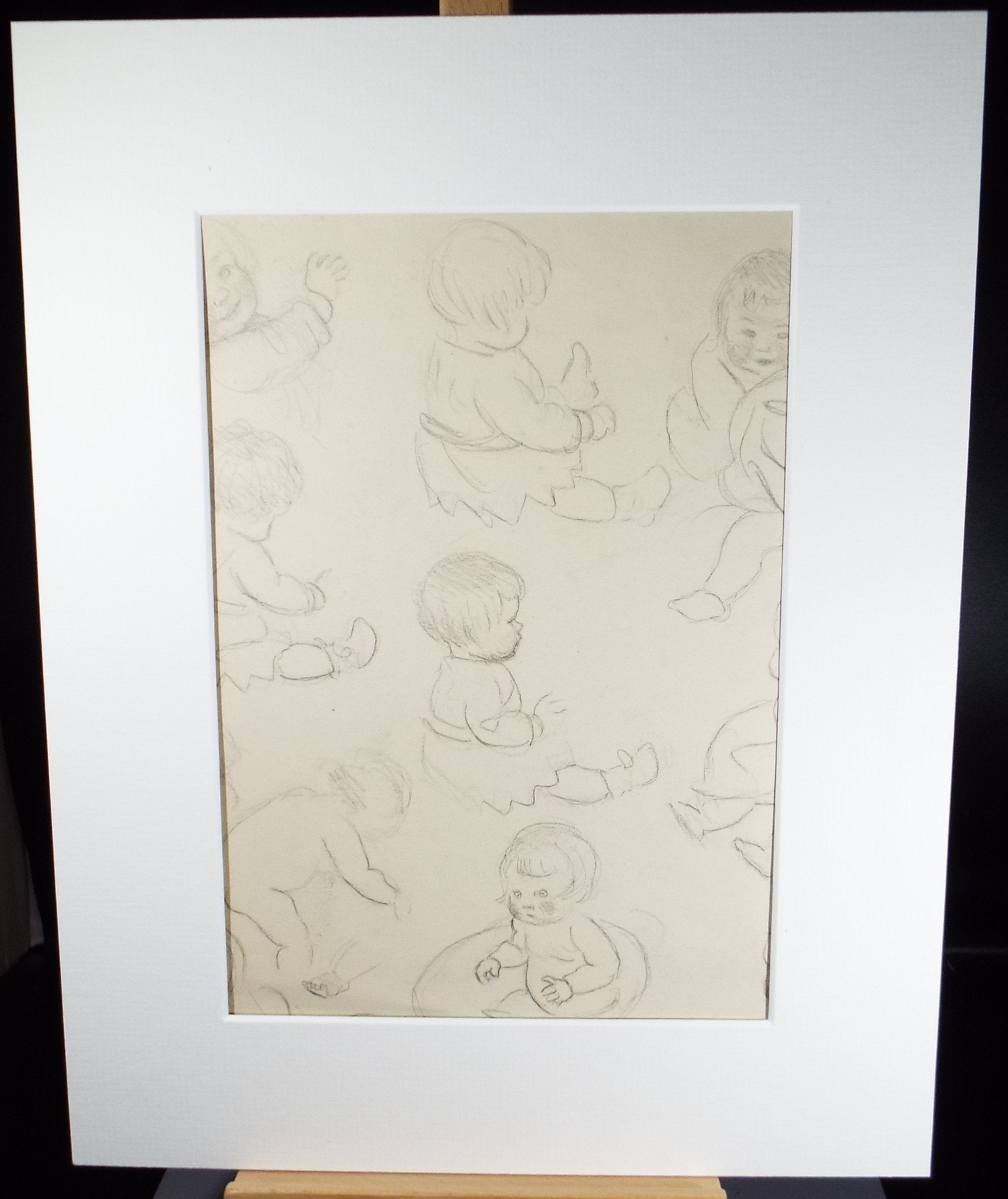 Original pencil sketch, 'Child Studies', Susan Beatrice Pearce (1878-1980), Circa 1910