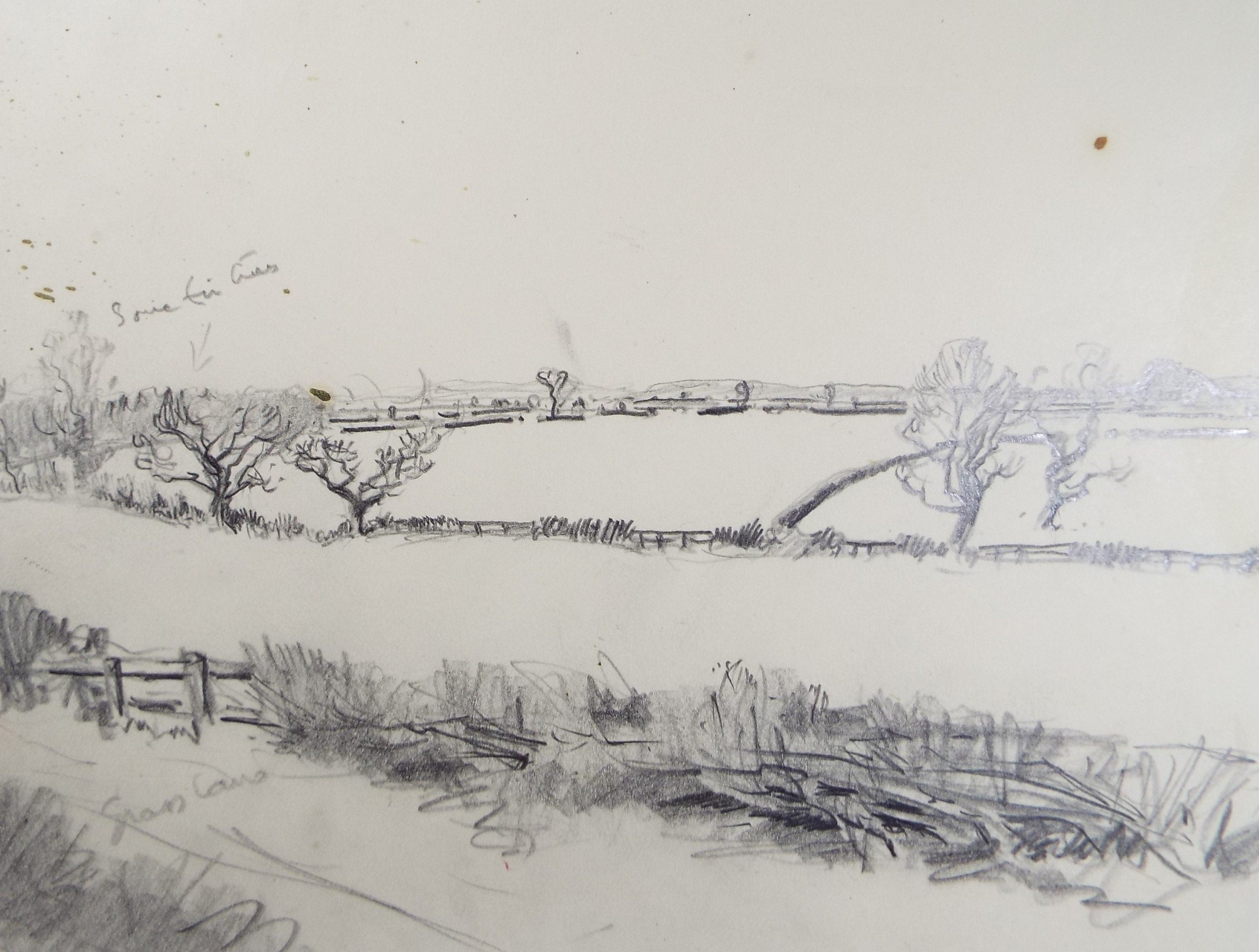 Original Pencil Sketch, Michael Lyne (1912-1989), 'A Hunting Landscape', Mid 20th Century