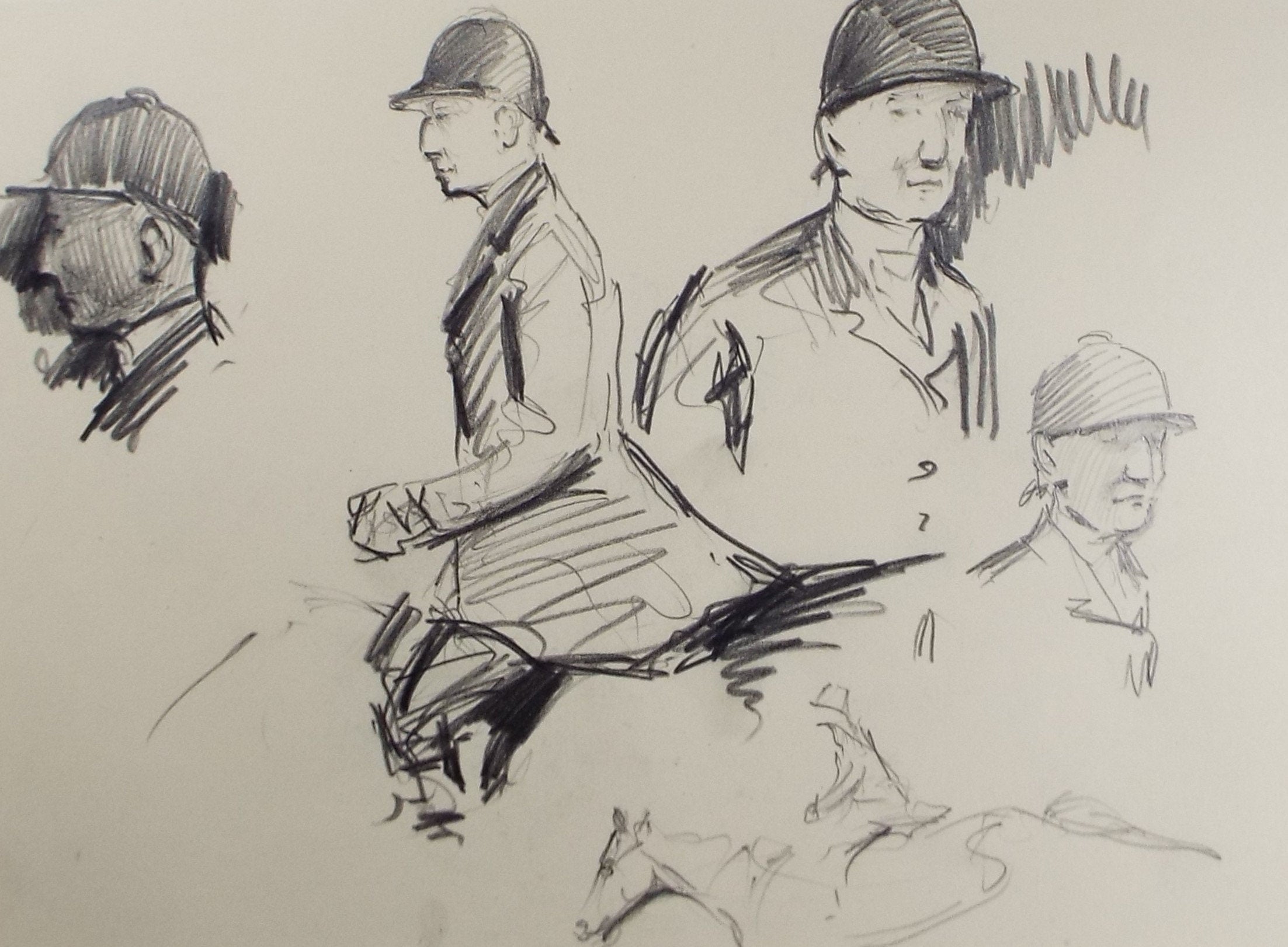 Original Pencil Sketch, Michael Lyne (1912-1989), 'Hunter Study', Mid 20th Century