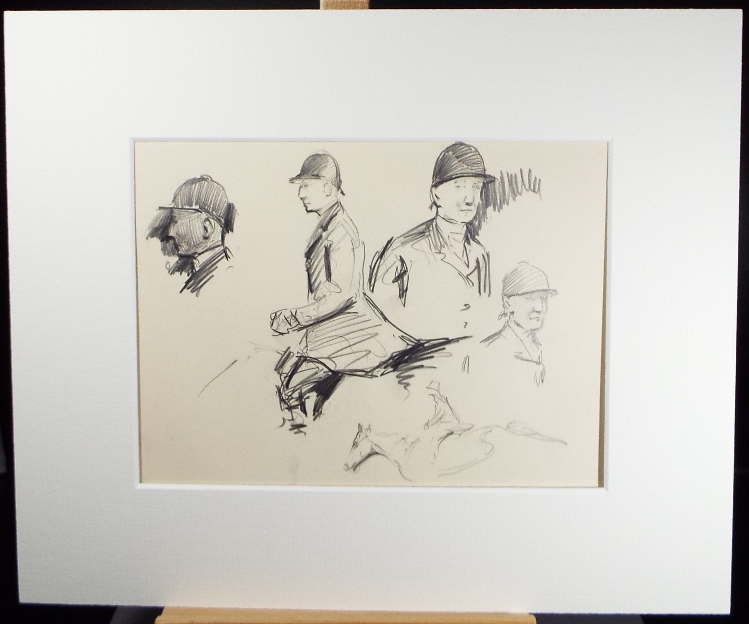 Original Pencil Sketch, Michael Lyne (1912-1989), 'Hunter Study', Mid 20th Century