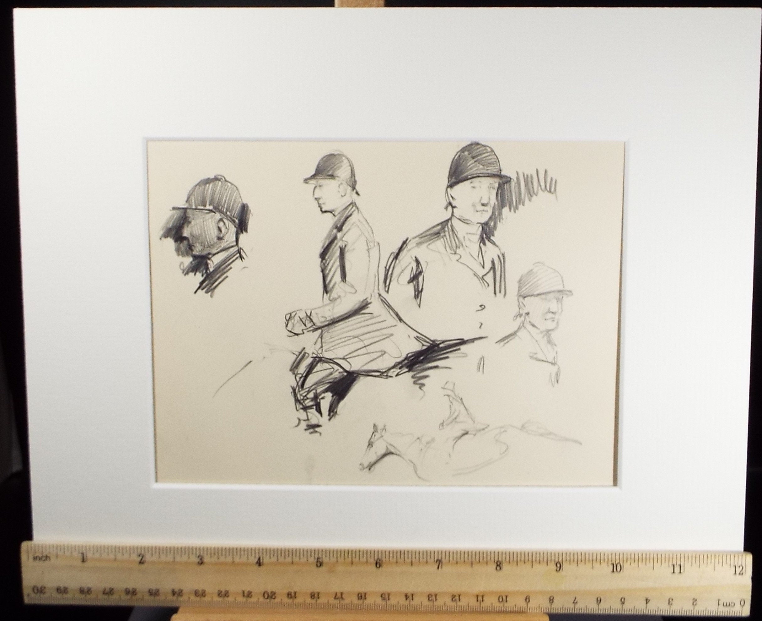 Original Pencil Sketch, Michael Lyne (1912-1989), 'Hunter Study', Mid 20th Century