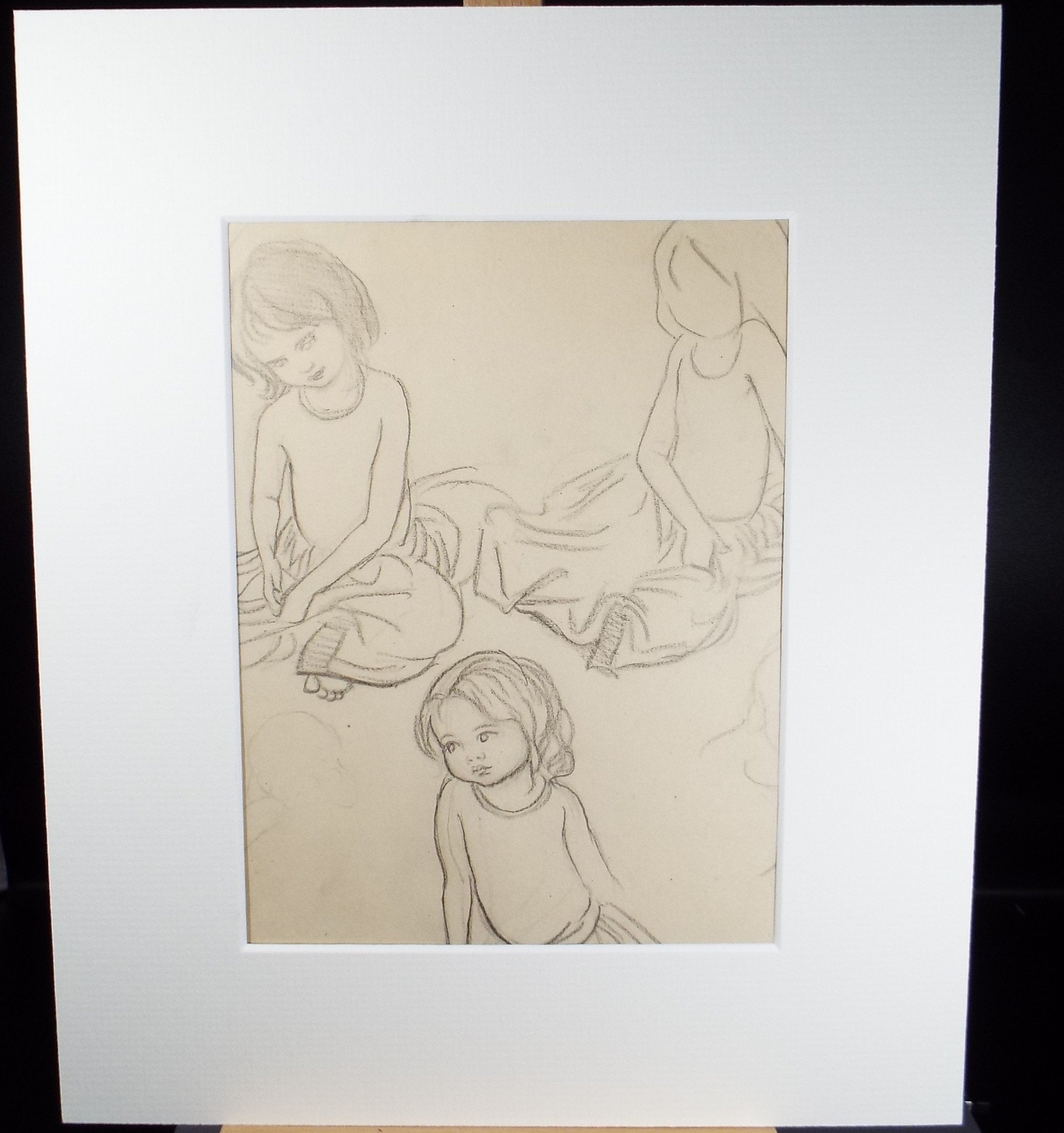 Original pencil sketch, 'Seated Girl Study', Susan Beatrice Pearce (1878-1980), Circa 1920