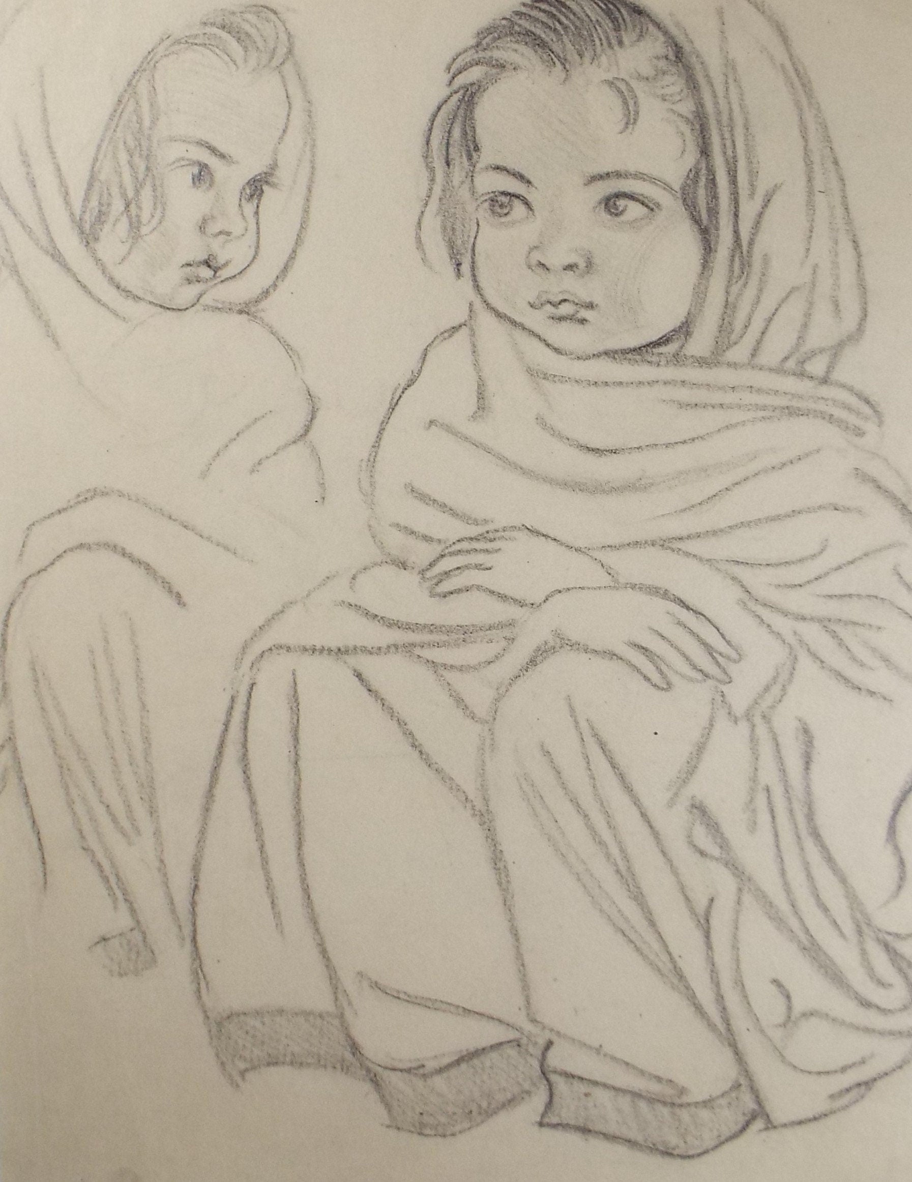 Original pencil sketch, 'Seated Girl Study', Susan Beatrice Pearce (1878-1980), Circa 1920