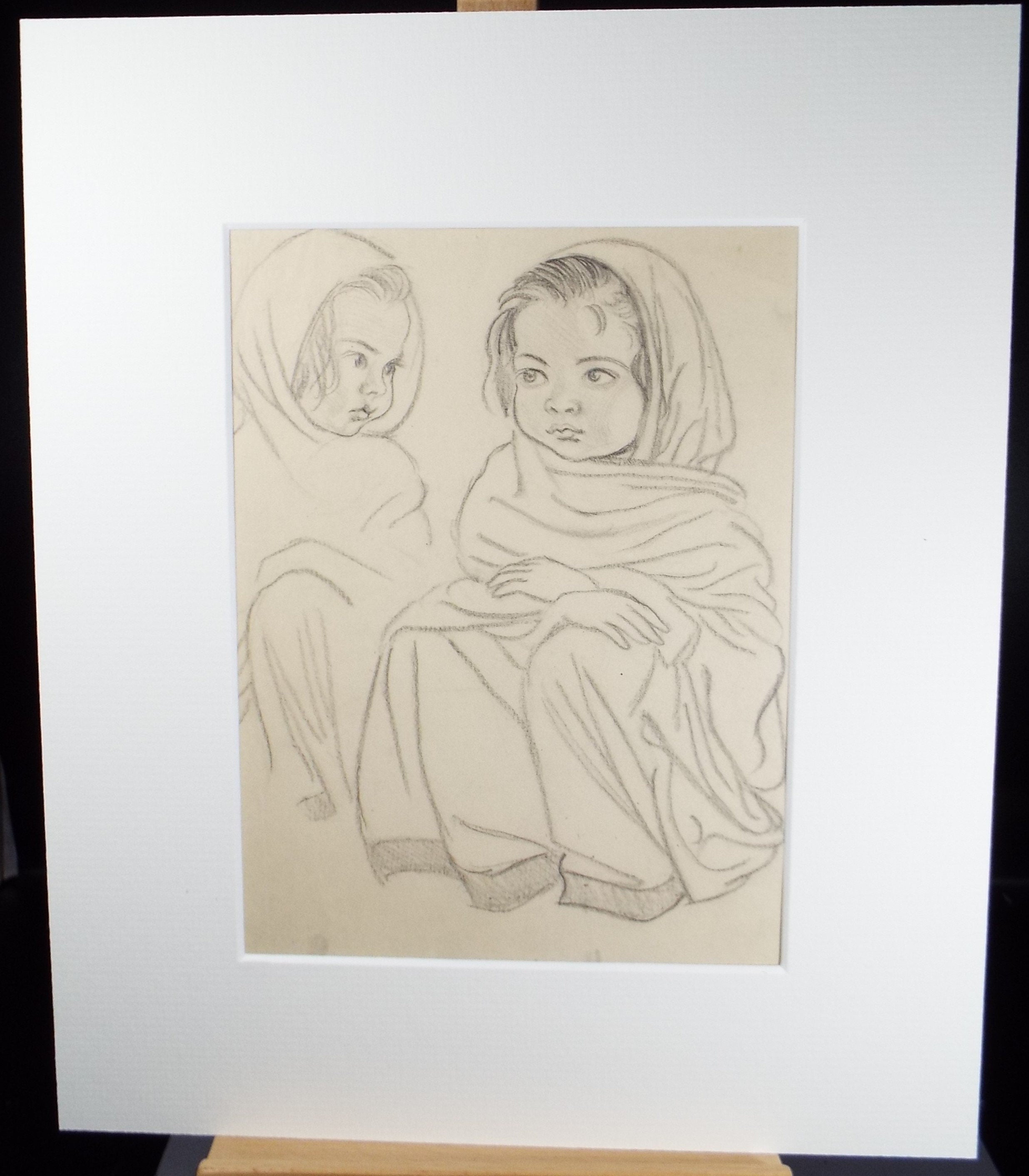 Original pencil sketch, 'Seated Girl Study', Susan Beatrice Pearce (1878-1980), Circa 1920