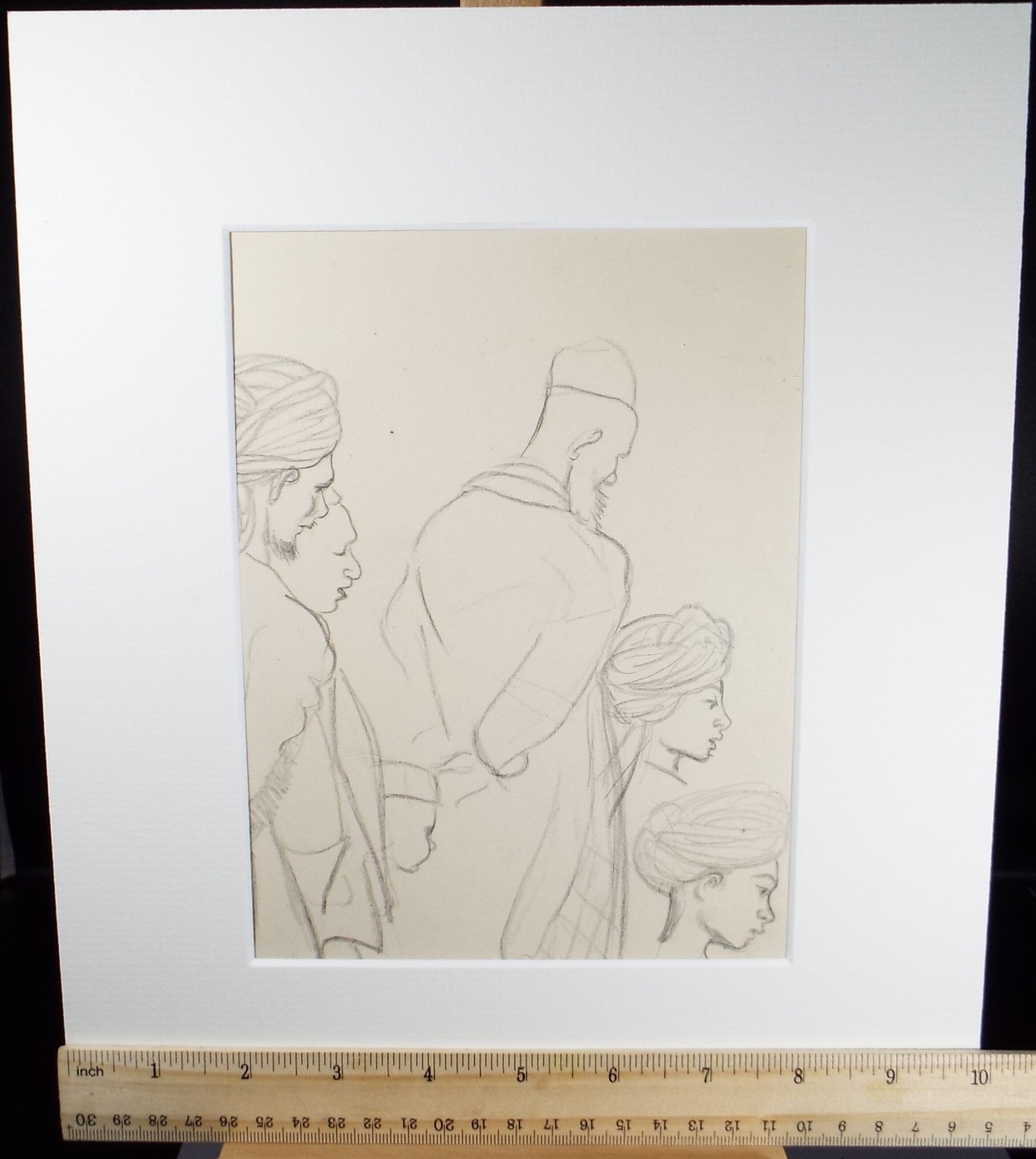 Original pencil sketch, 'Indian Figure Study', Susan Beatrice Pearce (1878-1980), Circa 1920