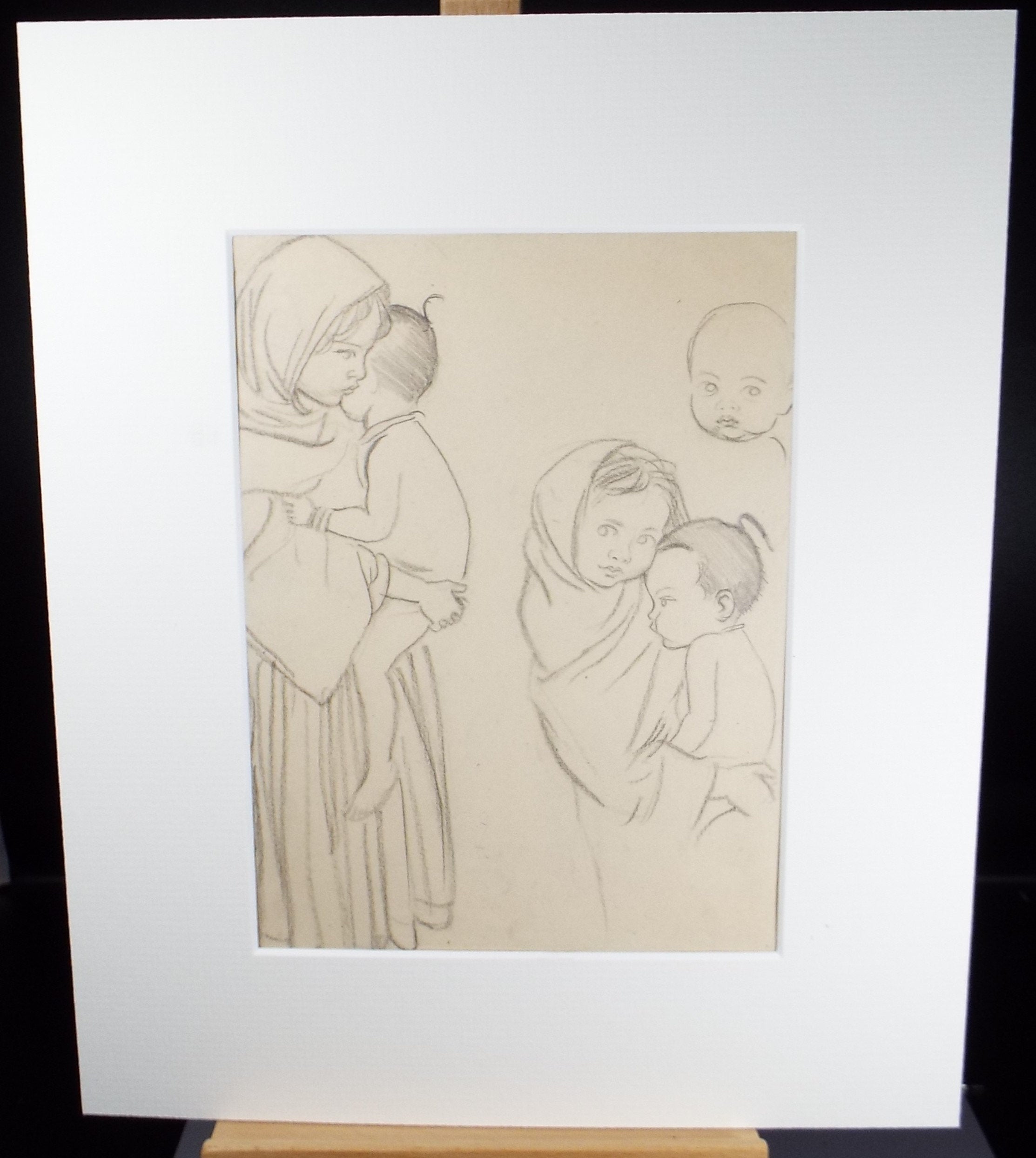 Original pencil sketch, 'Woman and Child Study', Susan Beatrice Pearce (1878-1980), Circa 1920