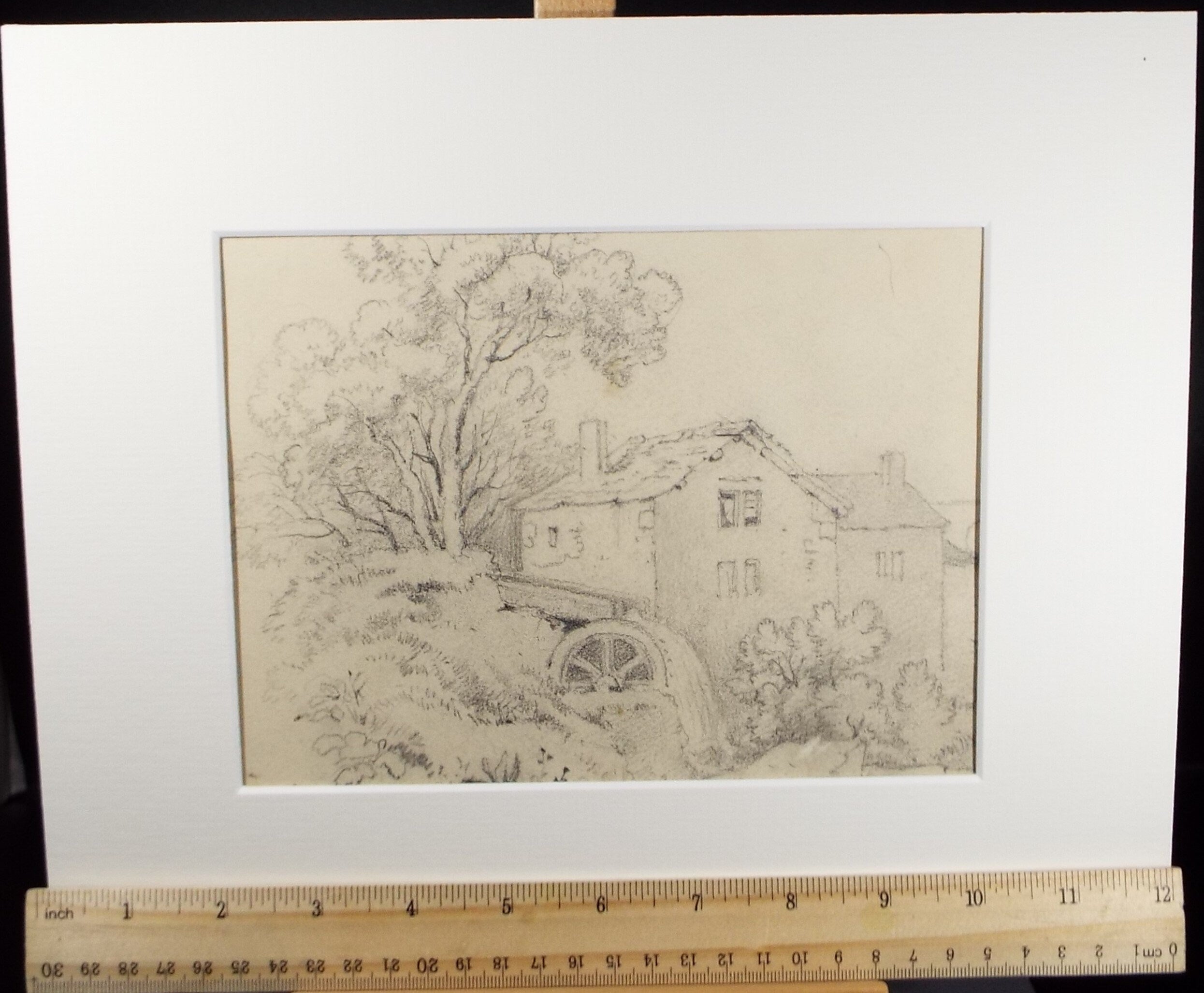 Original Pencil Drawing, 'The Watermill', Mid 19th Century, unsigned