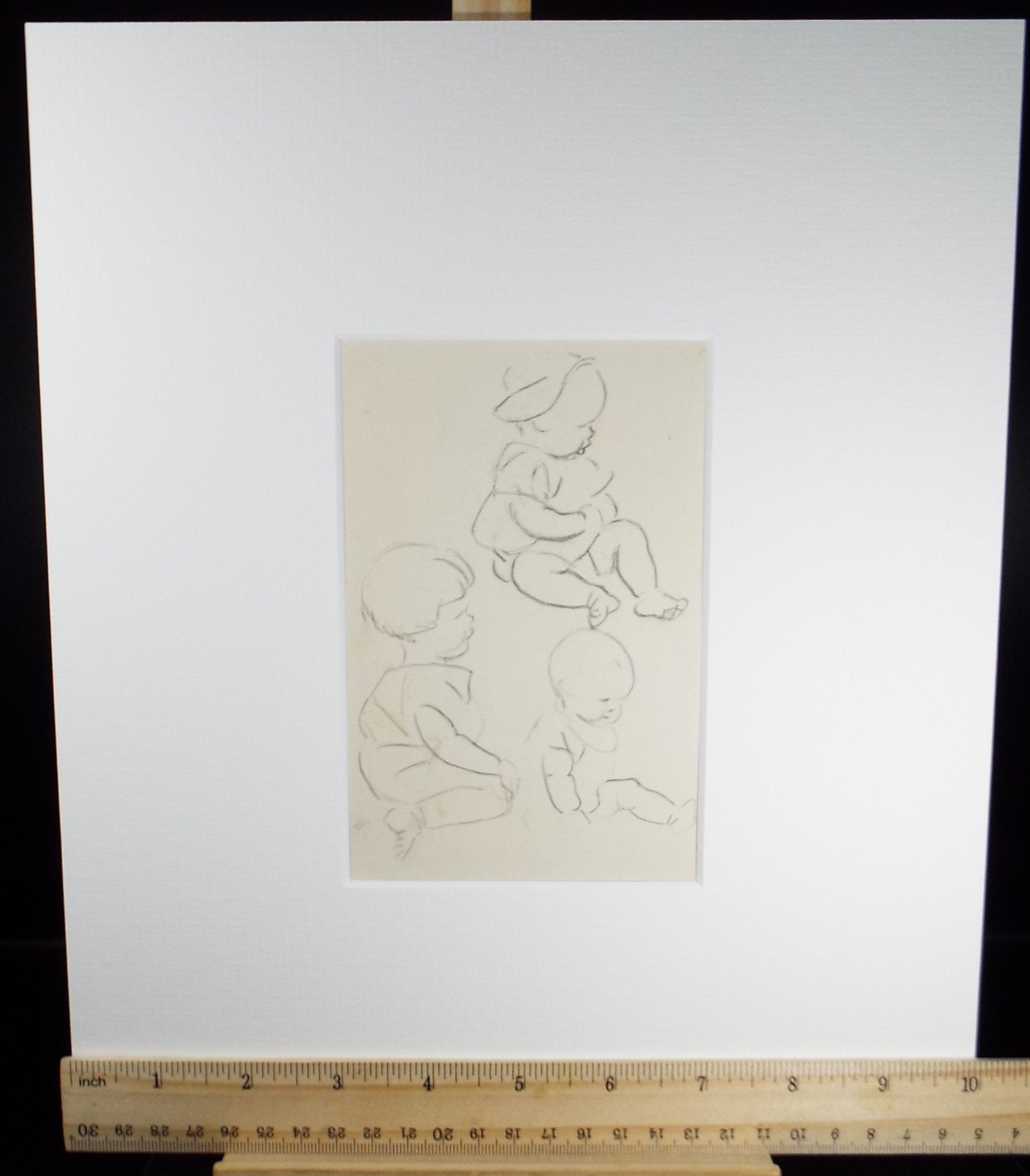 Original pencil sketch, 'Baby Study ', Susan Beatrice Pearce (1878-1980), Circa 1910