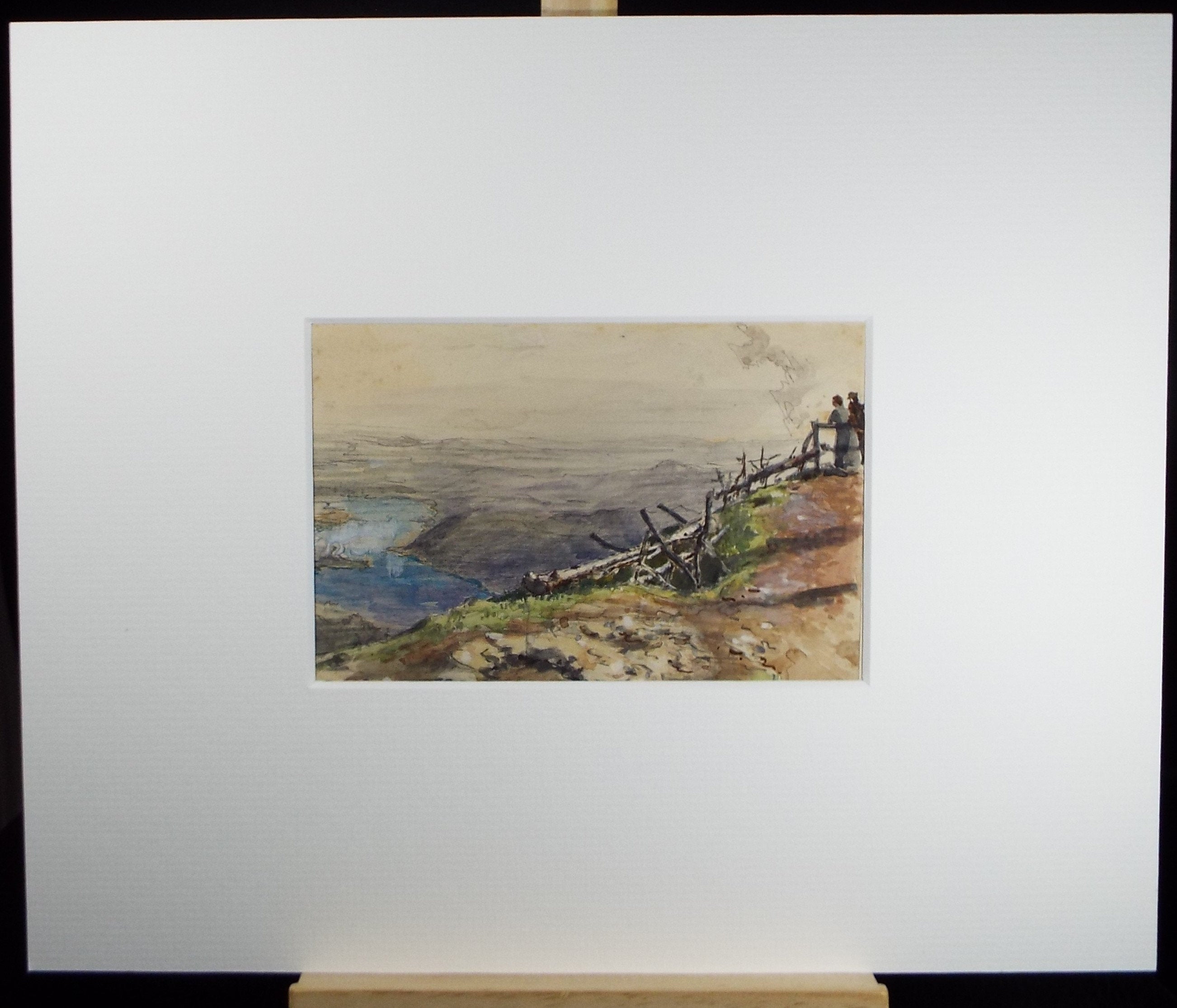 Original Watercolour, 'View from a Cliff with Figures' ', Susan Beatrice Pearce (1878-1980), Circa 1920