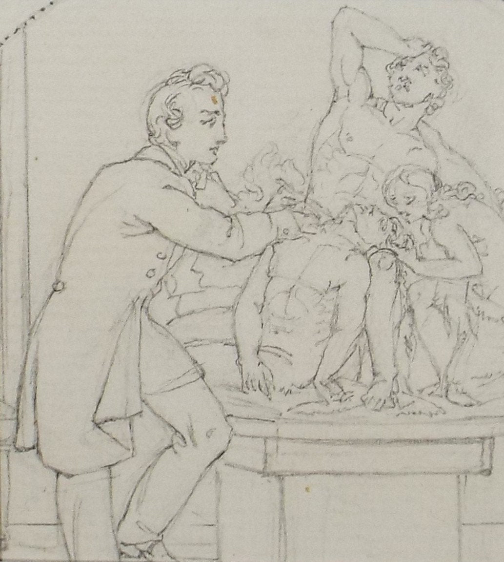 Original Pencil Drawing,'The Connoisseur', John Wood (1801-1870)