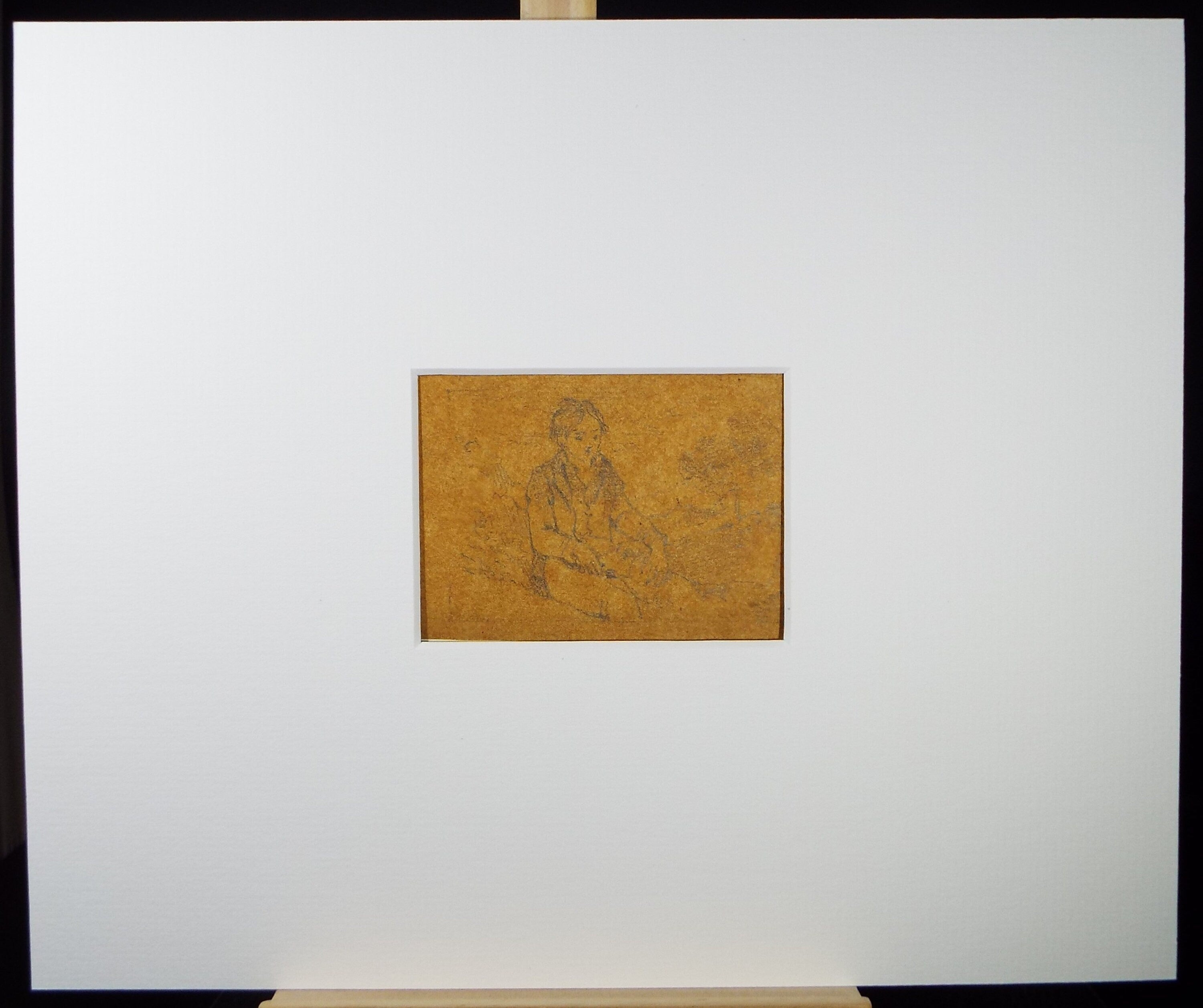 Original Pencil Drawing,'Seated boy', John Wood (1801-1870)