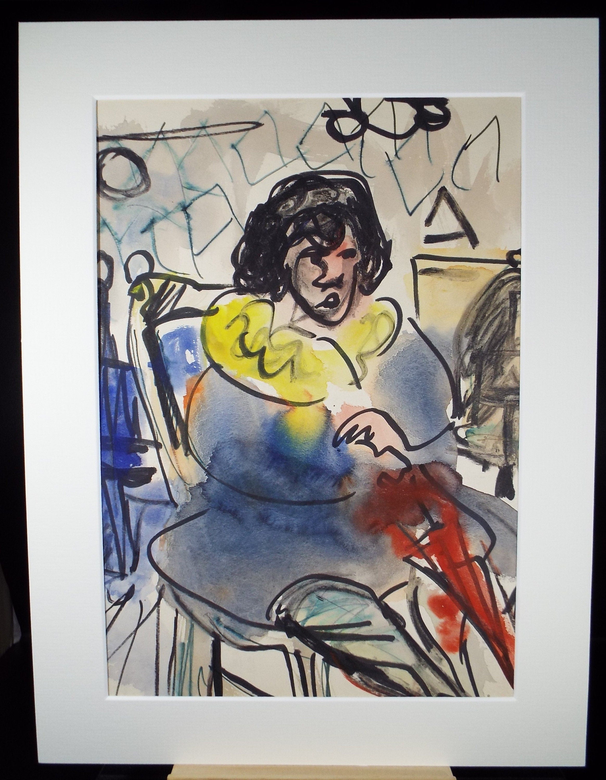 Original Watercolour, 'The Clown', Circa 1960's, Signed Evohnav?