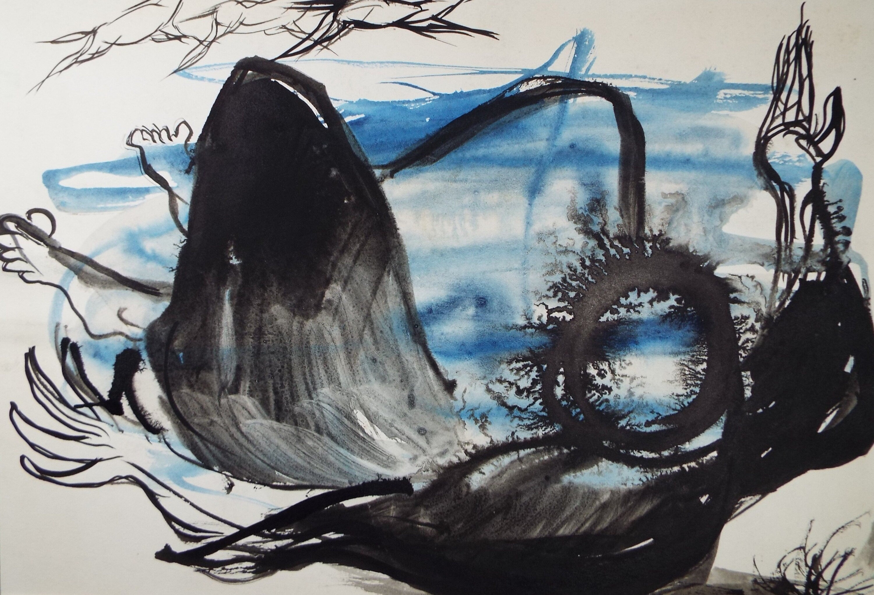 Original Watercolour, 'Reclining Figure', Circa 1960's, Signed Evohnav?