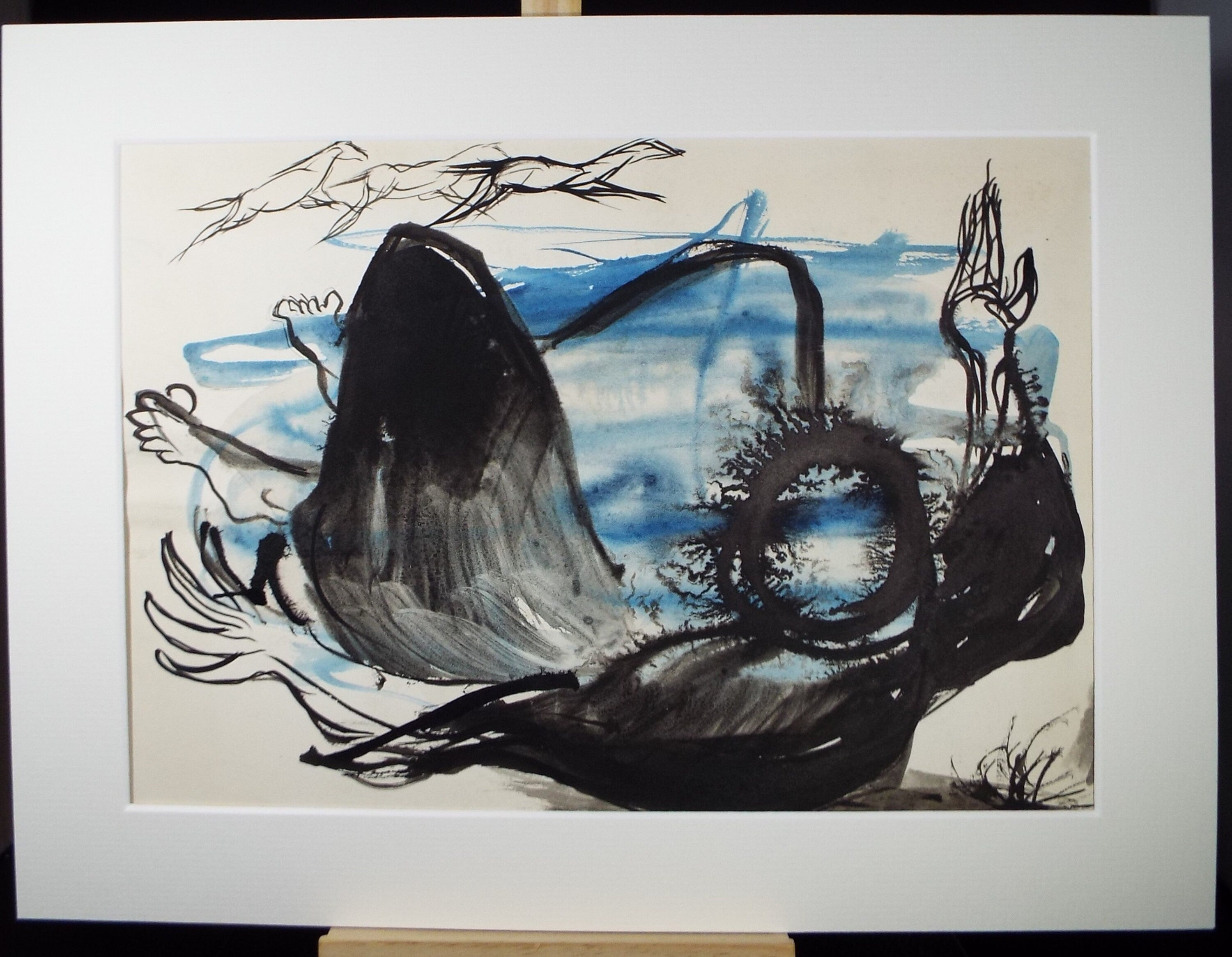 Original Watercolour, 'Reclining Figure', Circa 1960's, Signed Evohnav?