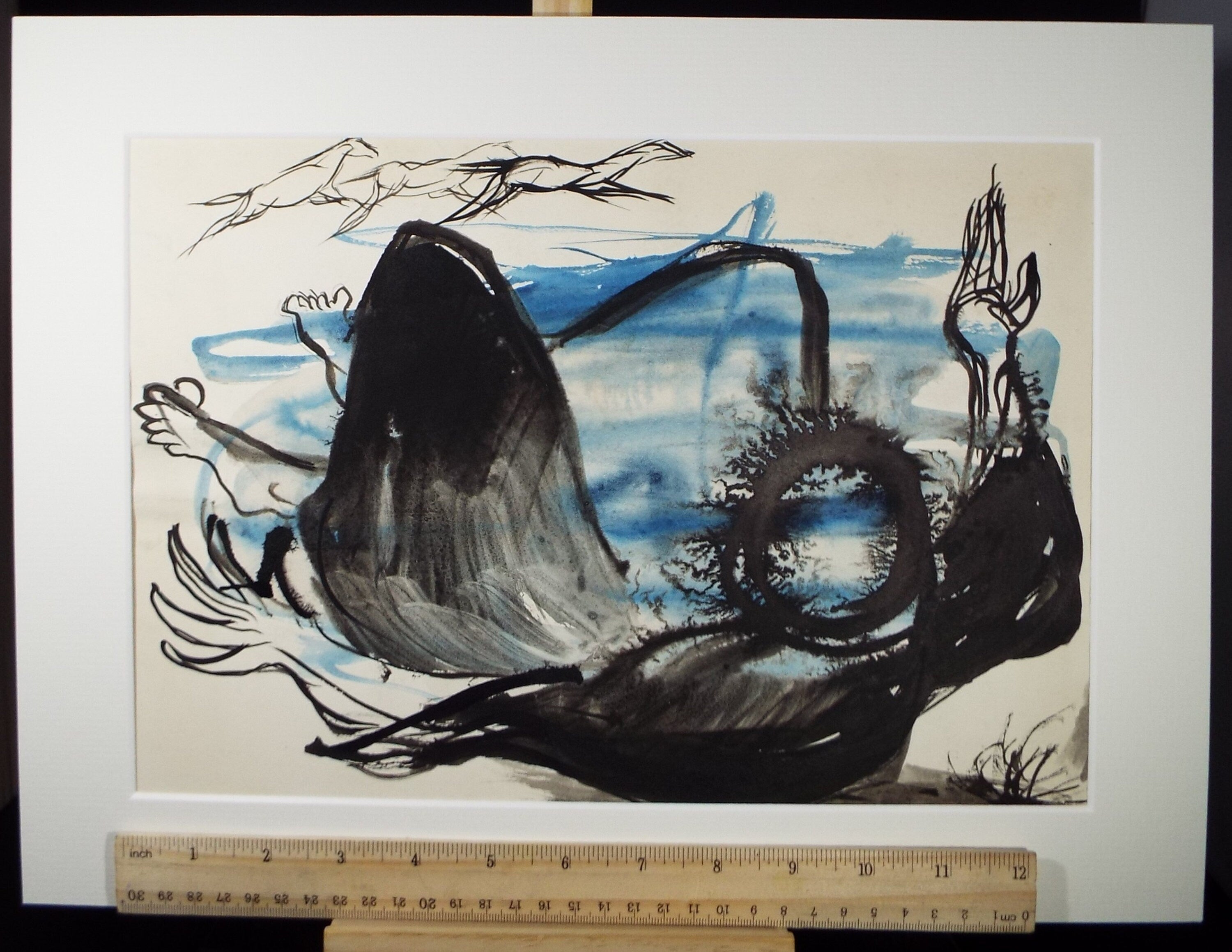 Original Watercolour, 'Reclining Figure', Circa 1960's, Signed Evohnav?