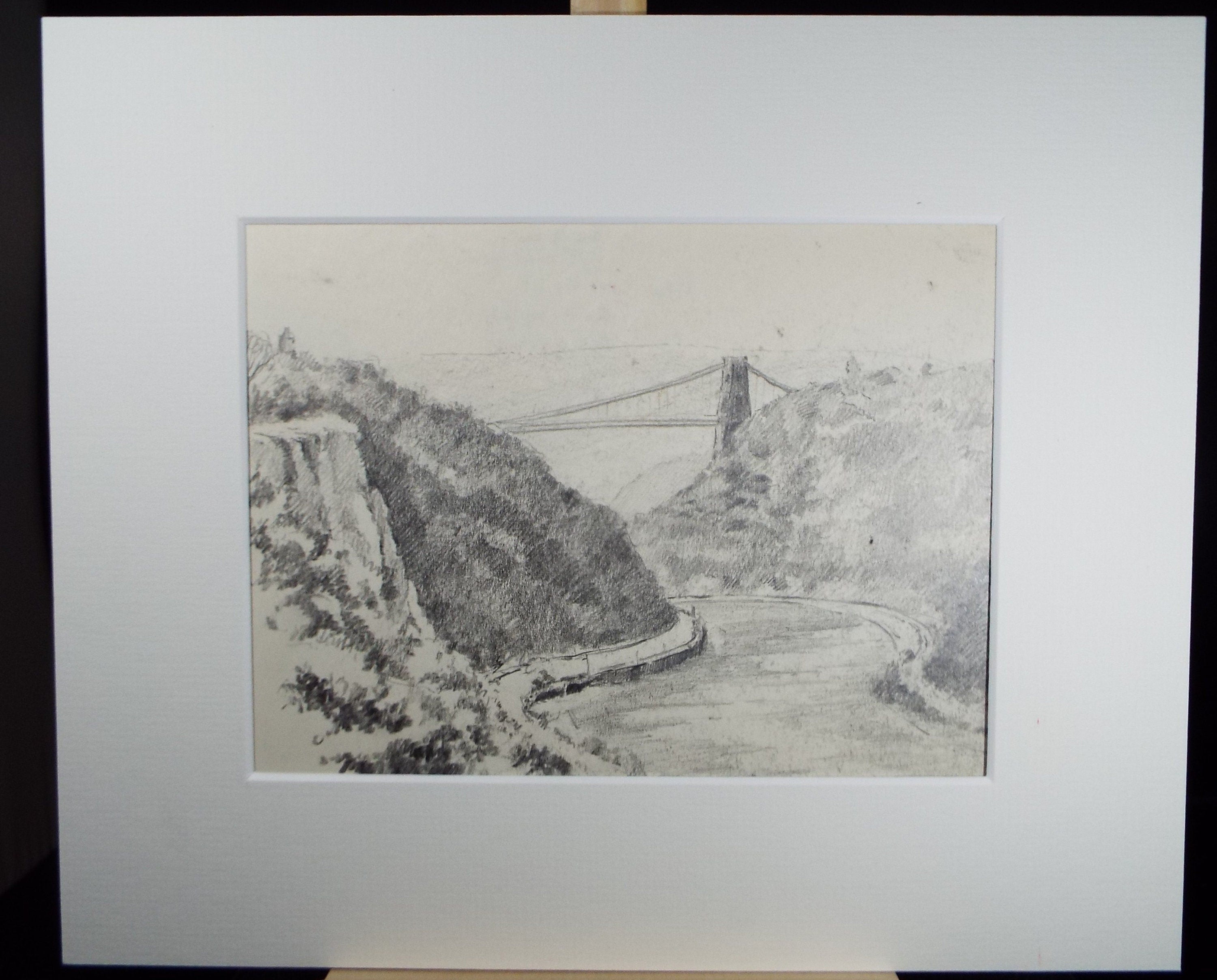 Original Pencil Drawing, 'Bridge at Clifton', circa 1990's, Artist Unknown