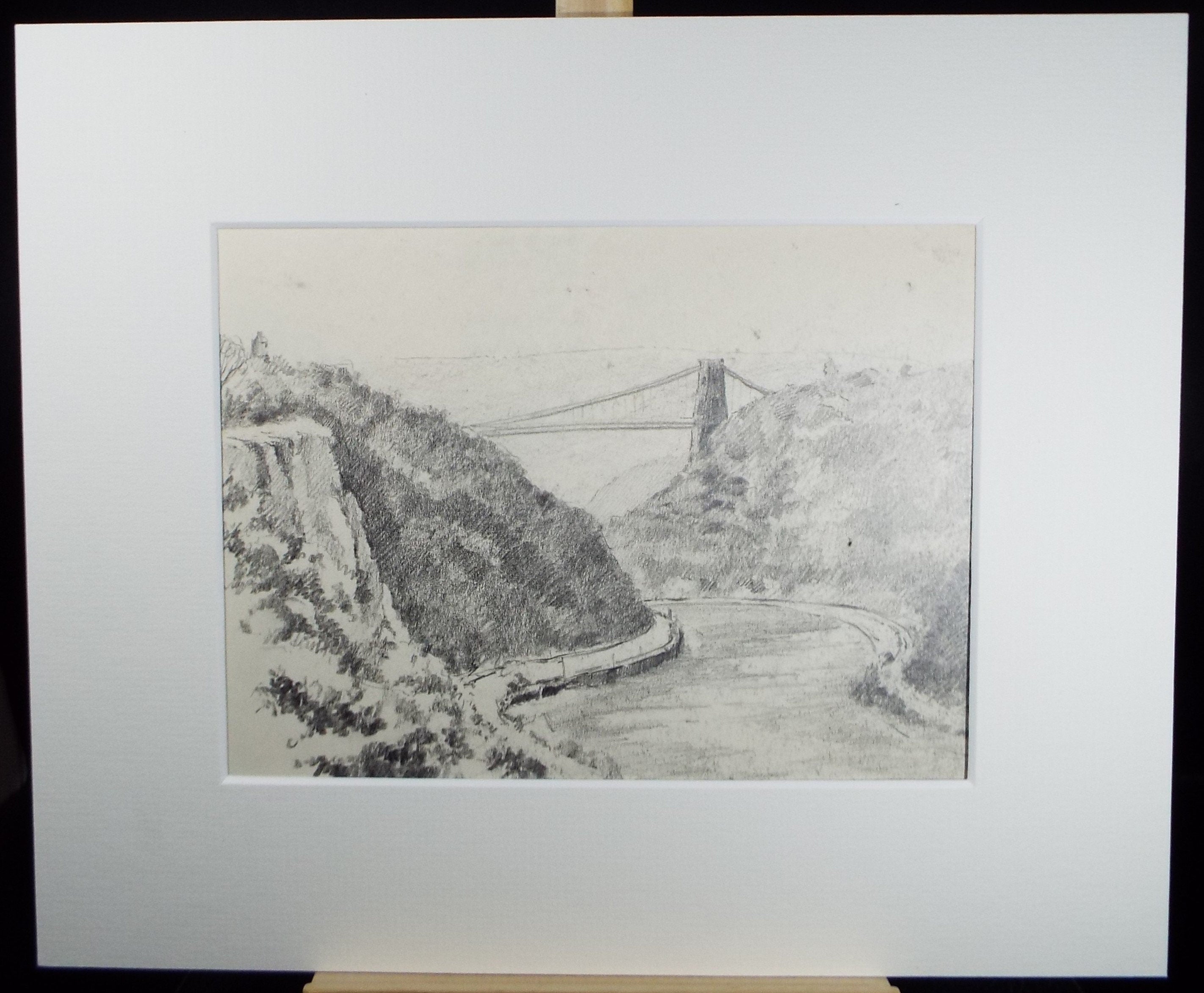 Original Pencil Drawing, 'Bridge at Clifton', circa 1990's, Artist Unknown