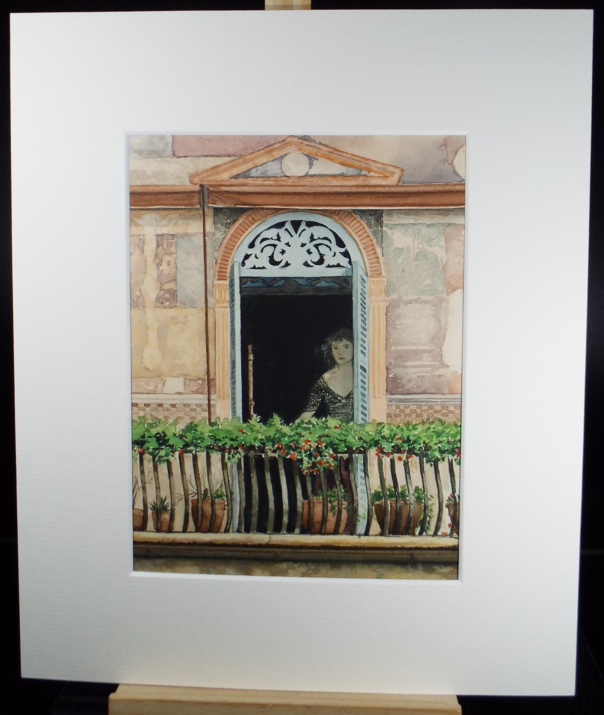 Original Watercolour, 'Woman at the Window', Falconer Houston, circa 1990