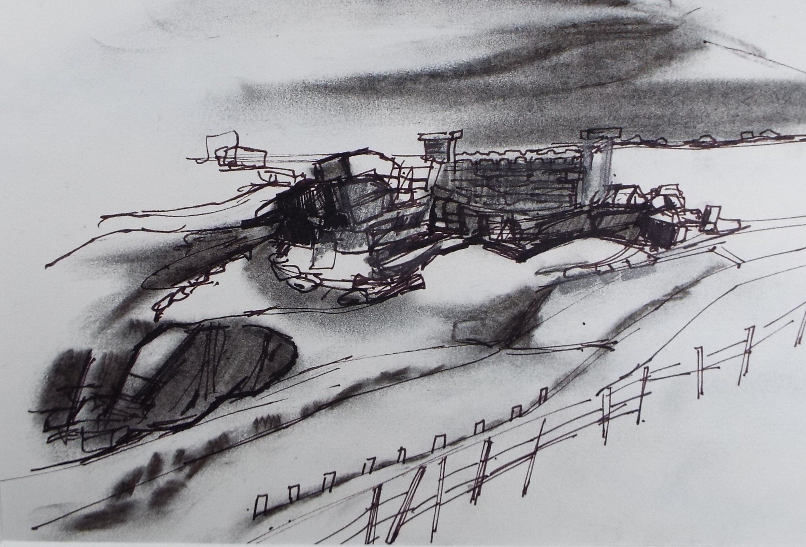 Original Ink & Watercolour, 'Man's Head ', Graham Benton RBSA (1934-2022), Circa 1990's