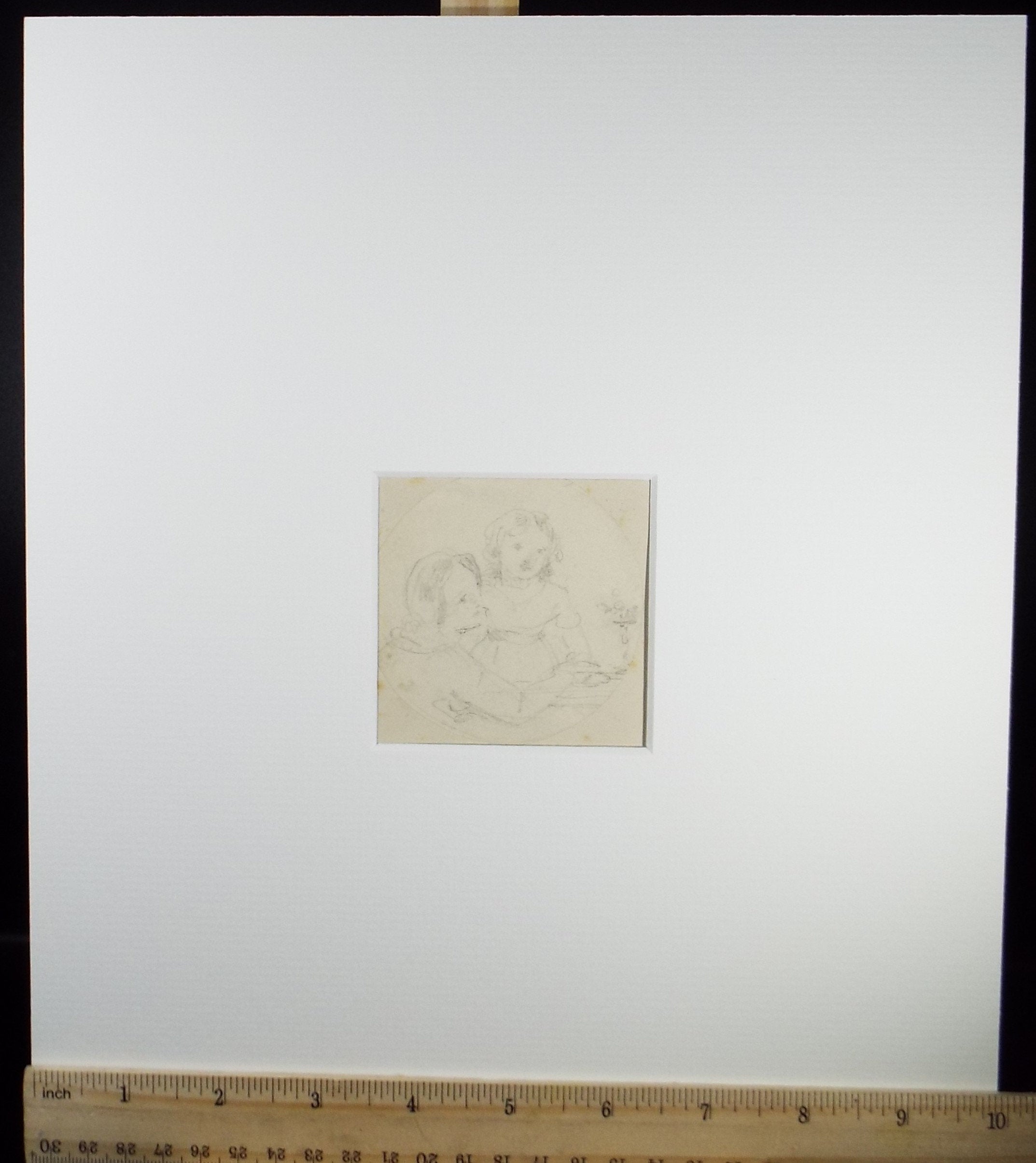 Original Pencil Drawing,'Two Sisters', John Wood (1801-1870)