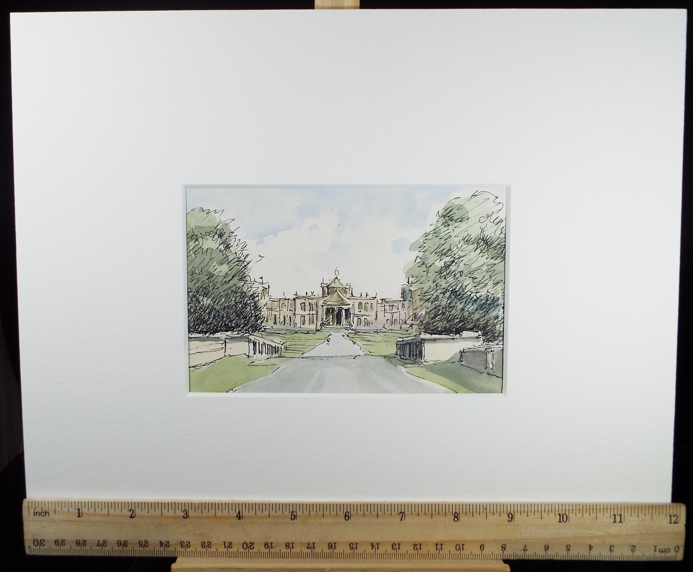 Original Pen & Watercolour,'Country House', Circa 1980's, Artist Unknown