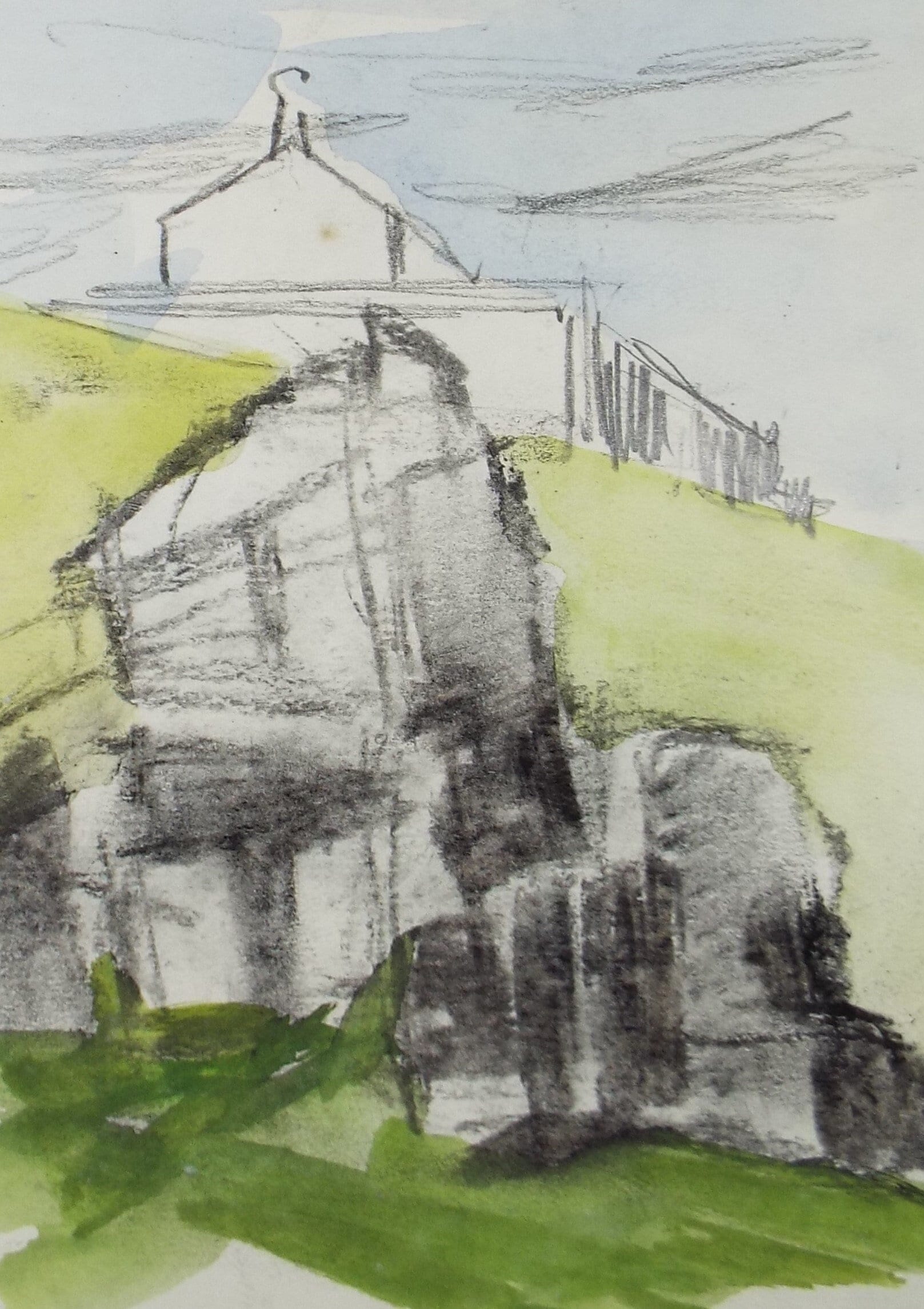 Original Watercolour, 'Coastal Farmhouse', Graham Benton RBSA (1934-2022), Circa 1990's