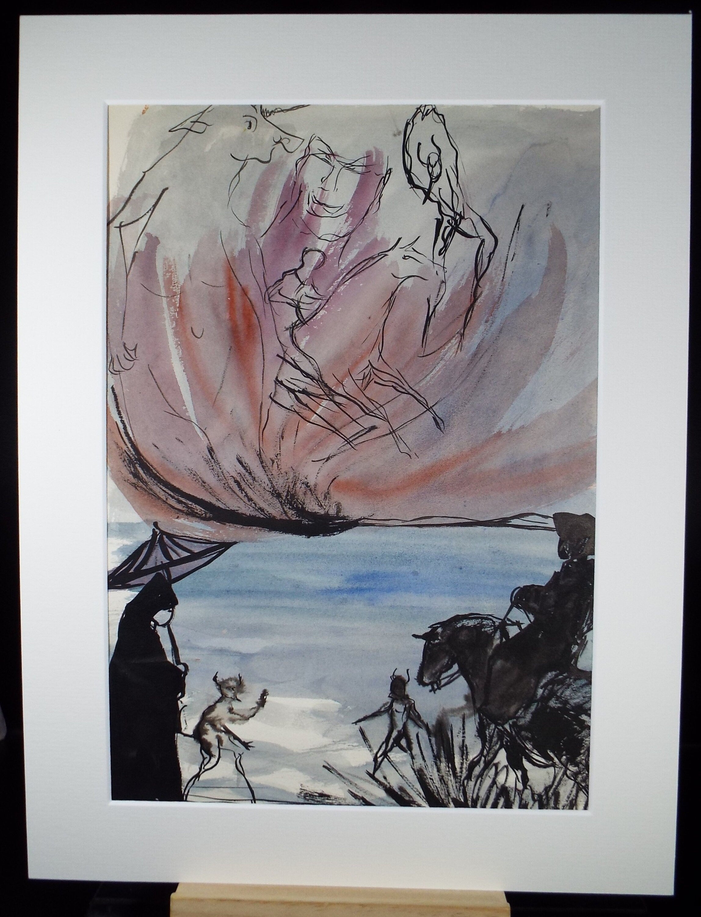Original Watercolour, 'Apocalypse', Circa 1960's, Signed Evohnav?