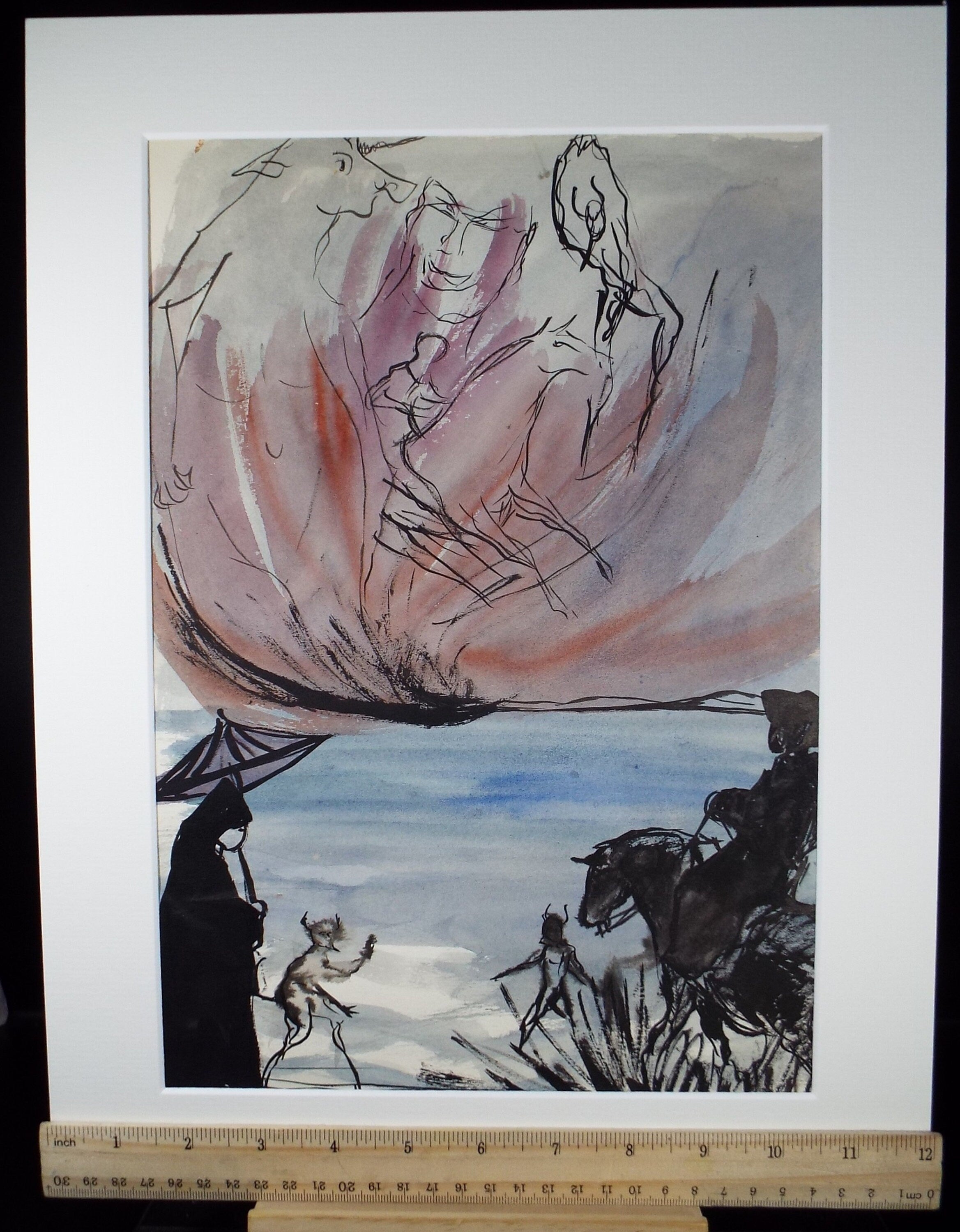 Original Watercolour, 'Apocalypse', Circa 1960's, Signed Evohnav?