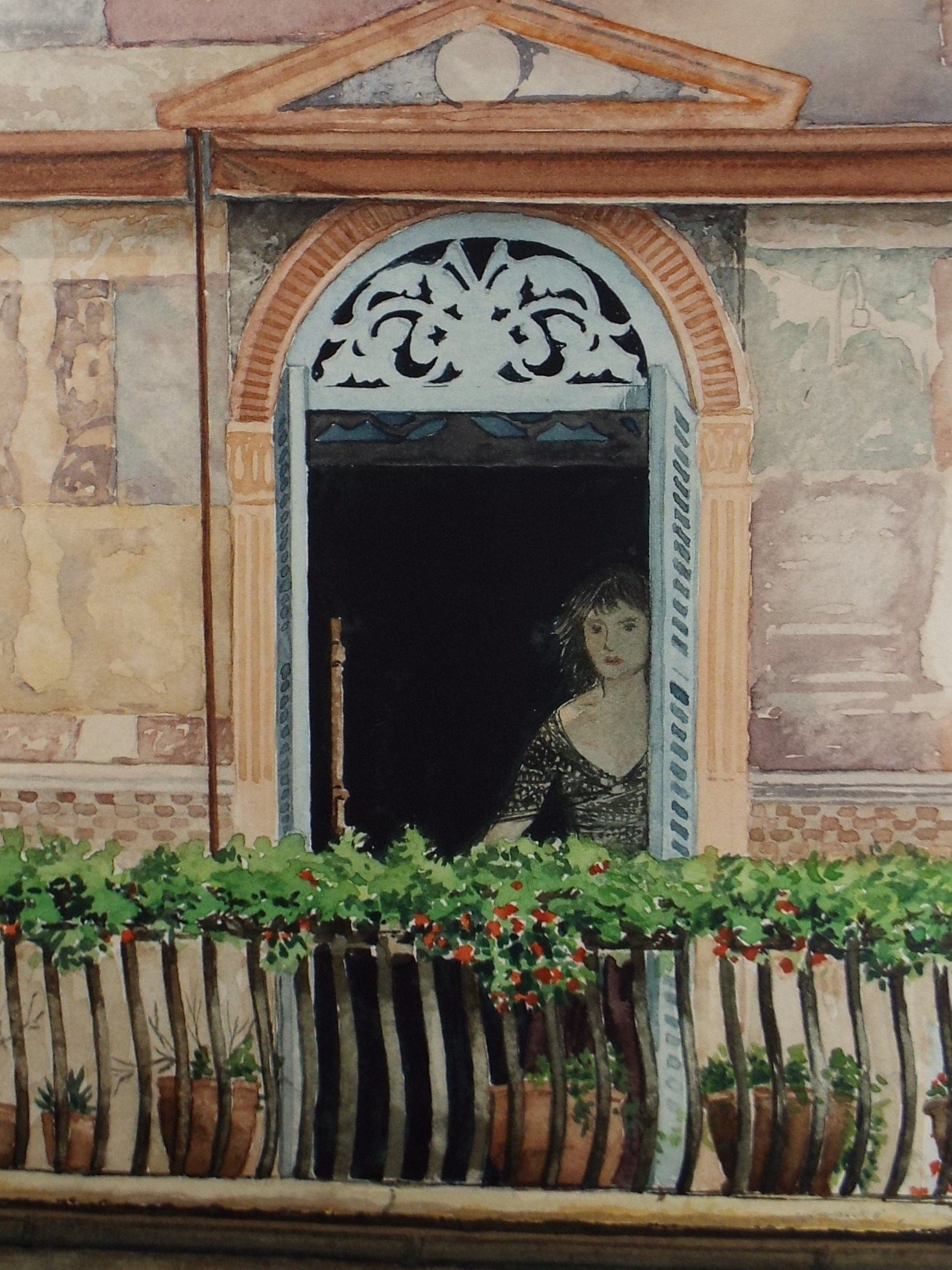 Original Watercolour, 'Woman at the Window', Falconer Houston, circa 1990