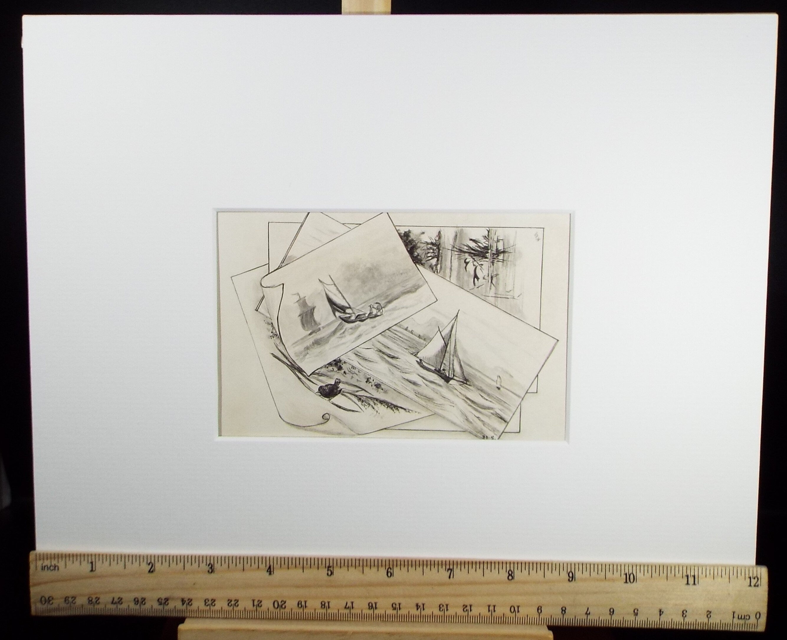 Original Watercolour, 'Marine Scenes' dated 1883, Artist Unknown