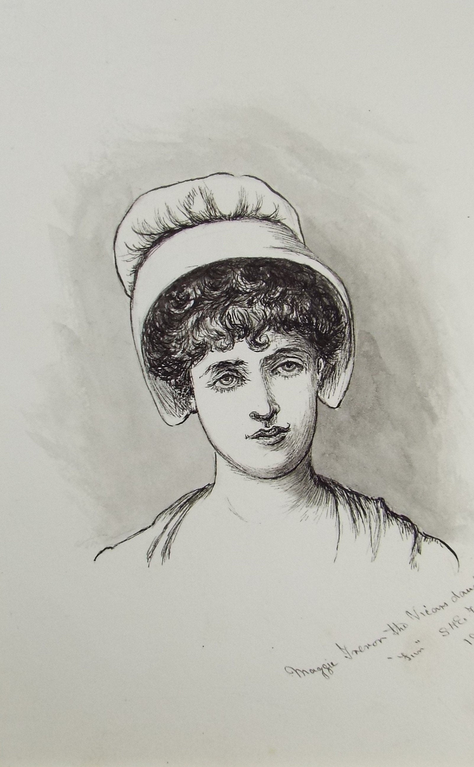 Original Watercolour, 'The Vicar's Daughter', Dated 1889, Artist unknown