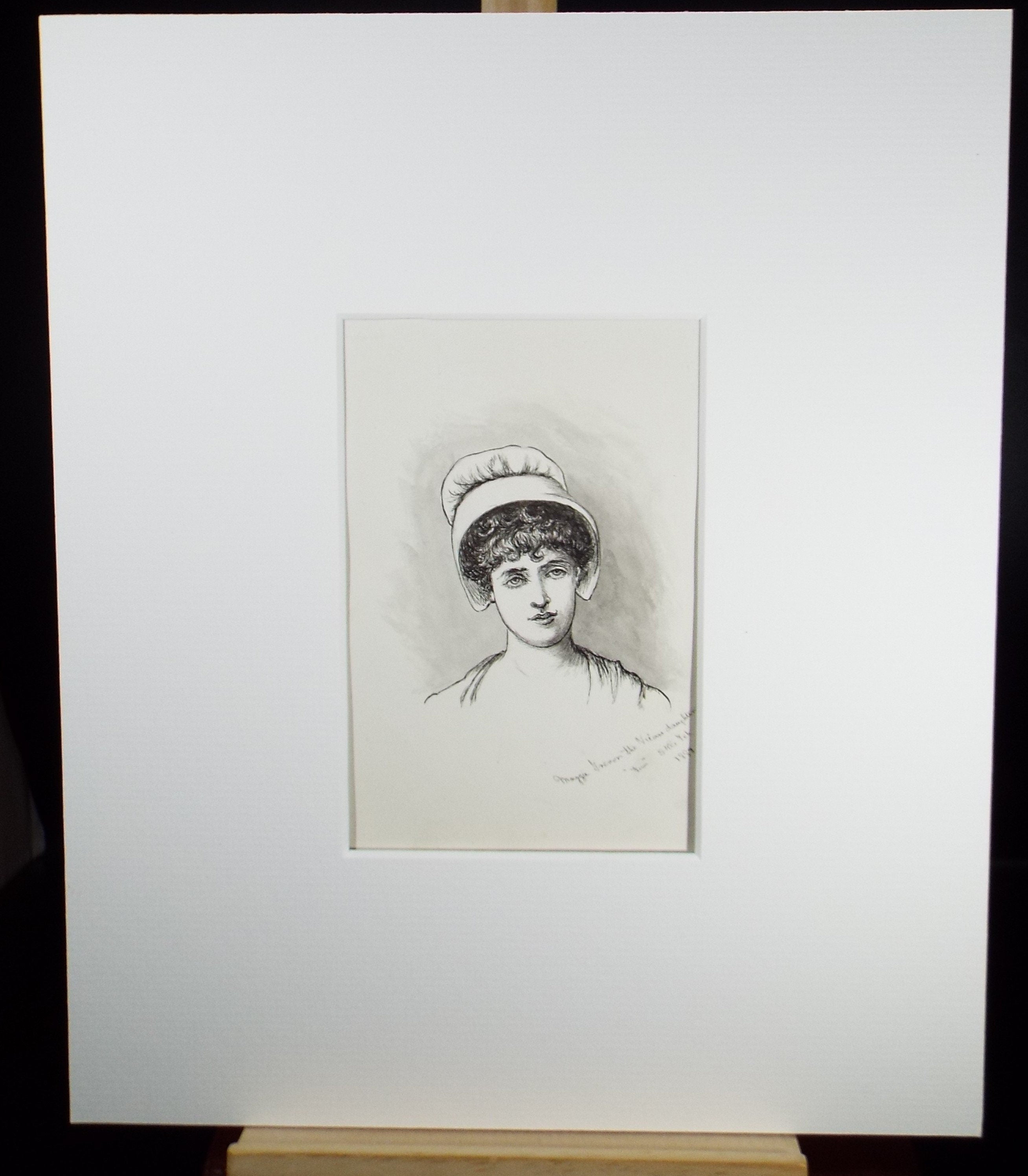 Original Watercolour, 'The Vicar's Daughter', Dated 1889, Artist unknown