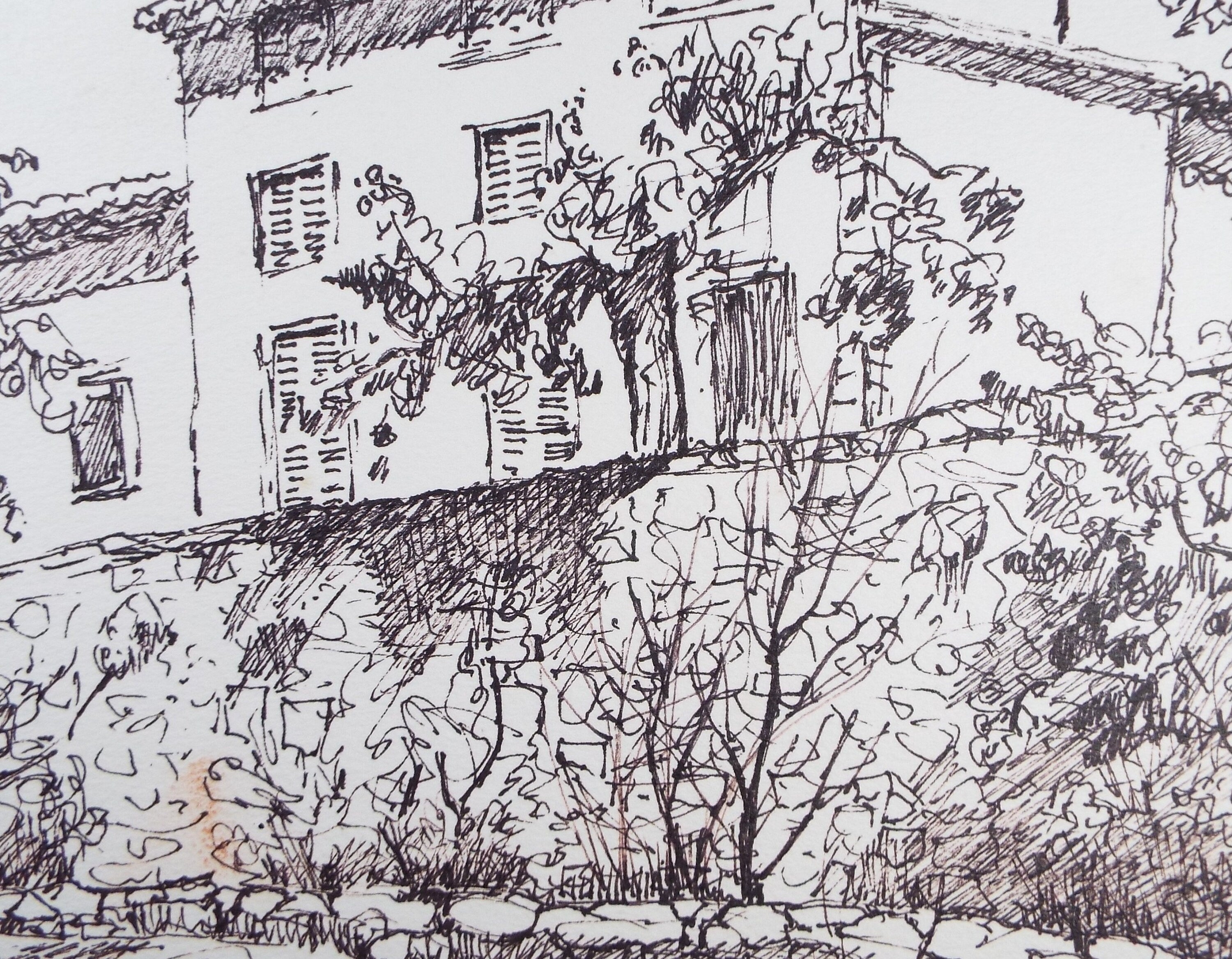 Original Pen & Ink drawing, 'French Village House', Muriel Archer (1911-2011)