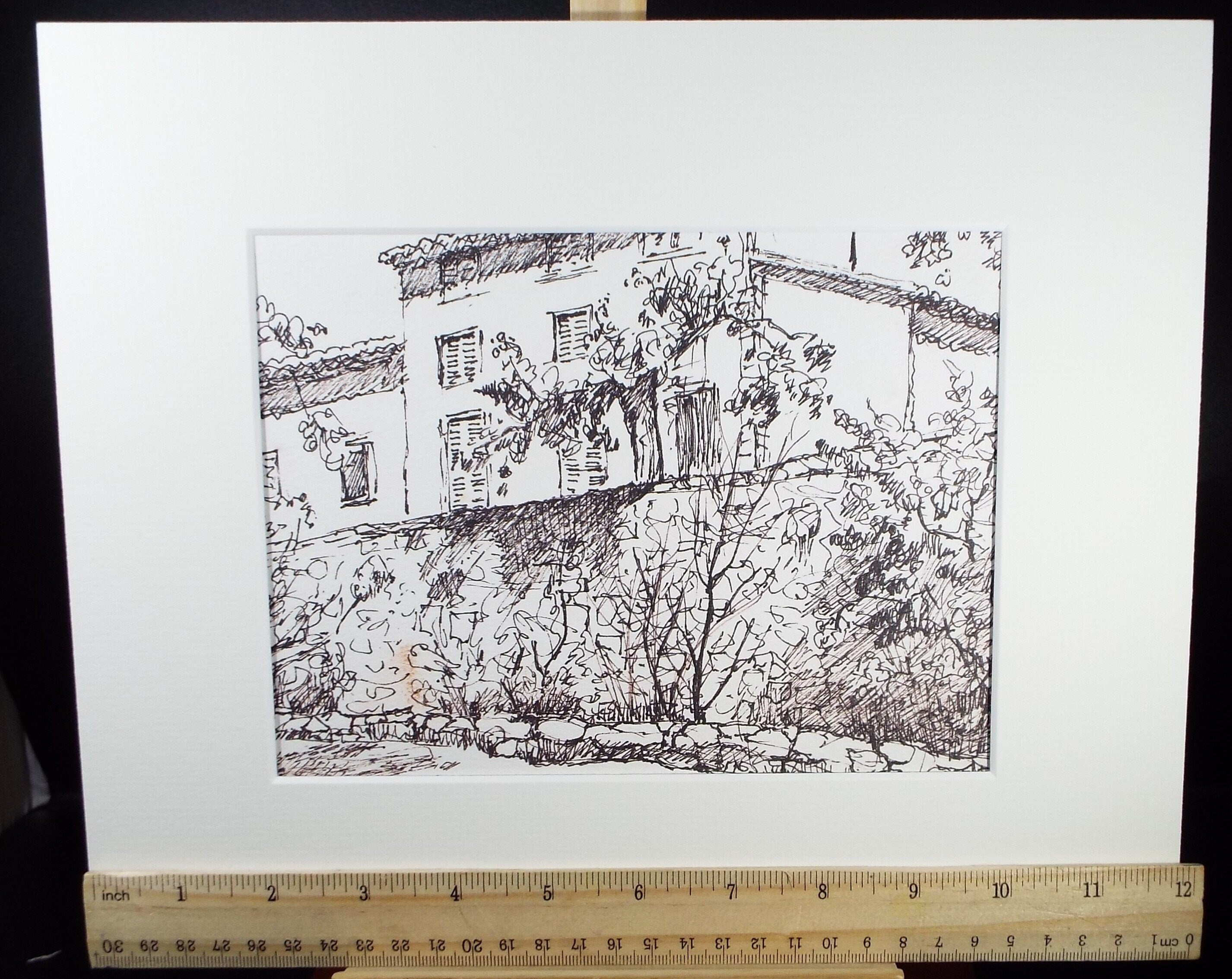 Original Pen & Ink drawing, 'French Village House', Muriel Archer (1911-2011)