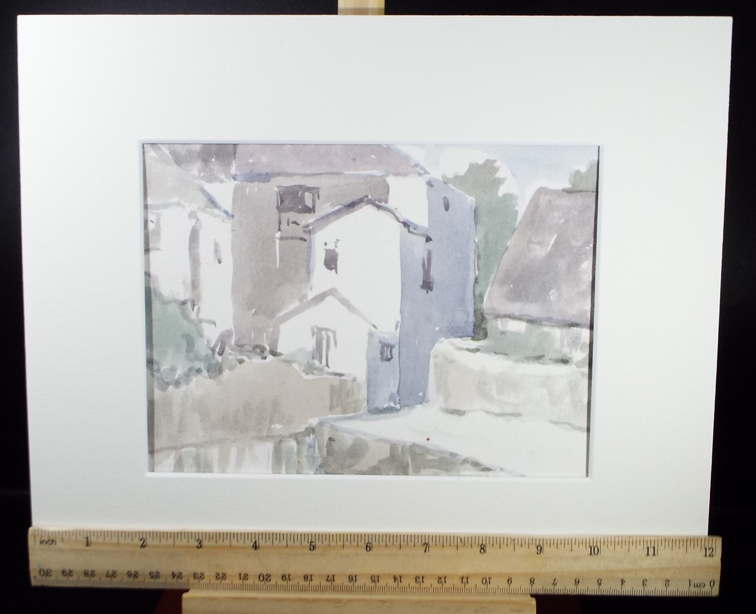 Original Watercolour drawing, 'Village Houses', Muriel Archer (1911-2011)