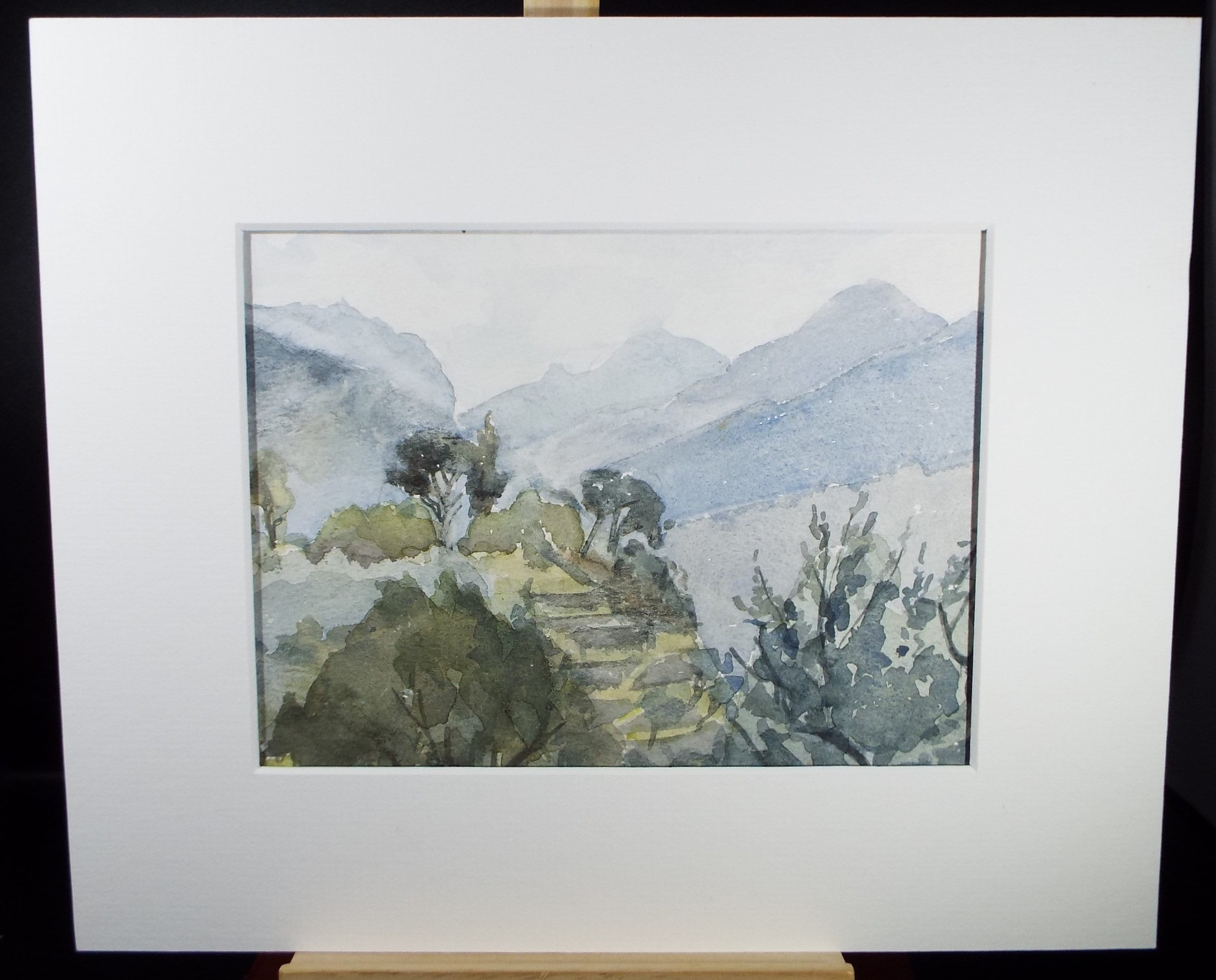 Original Watercolour drawing, 'Landscape with Distant Hills', Muriel Archer (1911-2011)