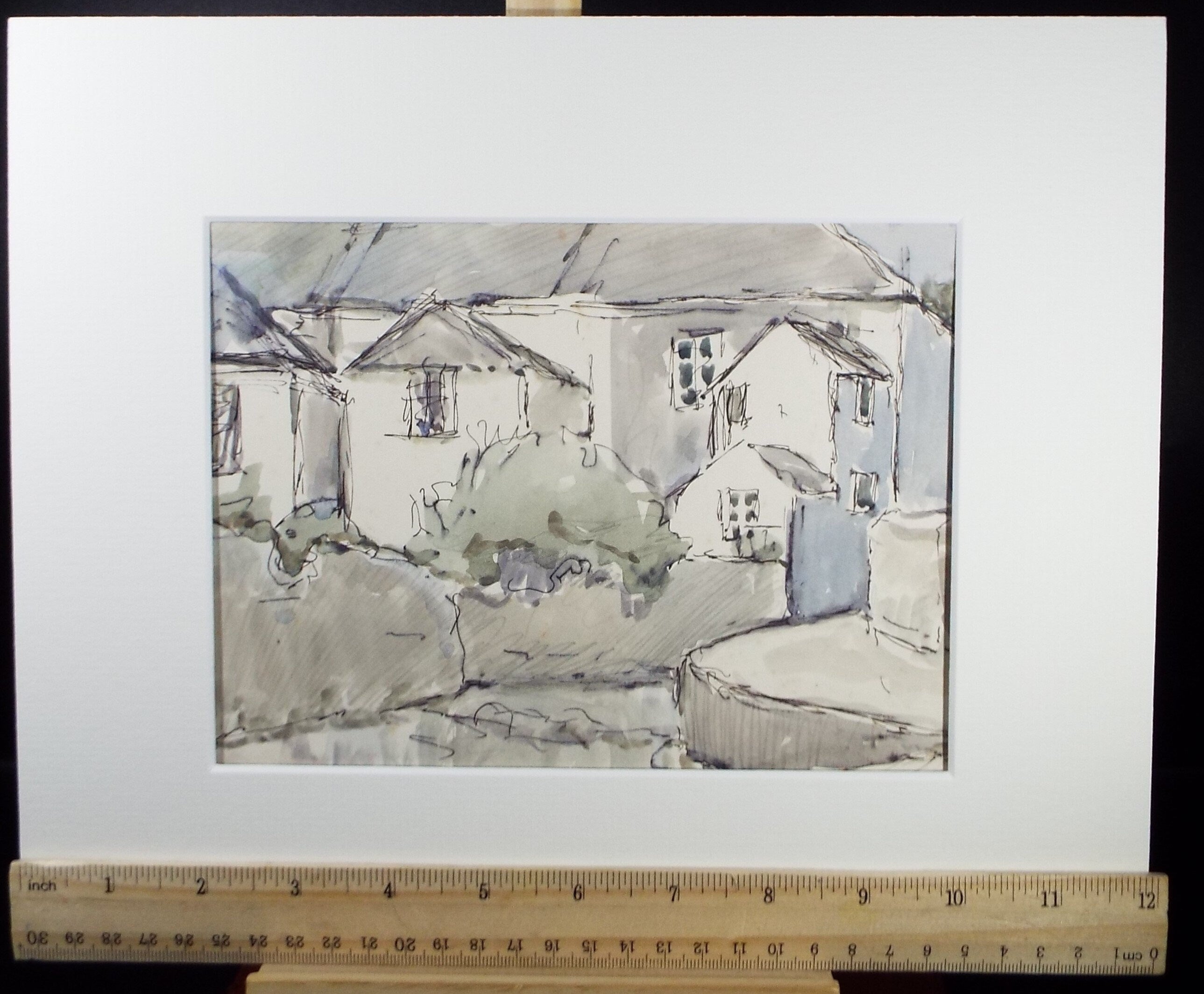 Original Watercolour drawing, 'Terraced Houses', Muriel Archer (1911-2011)